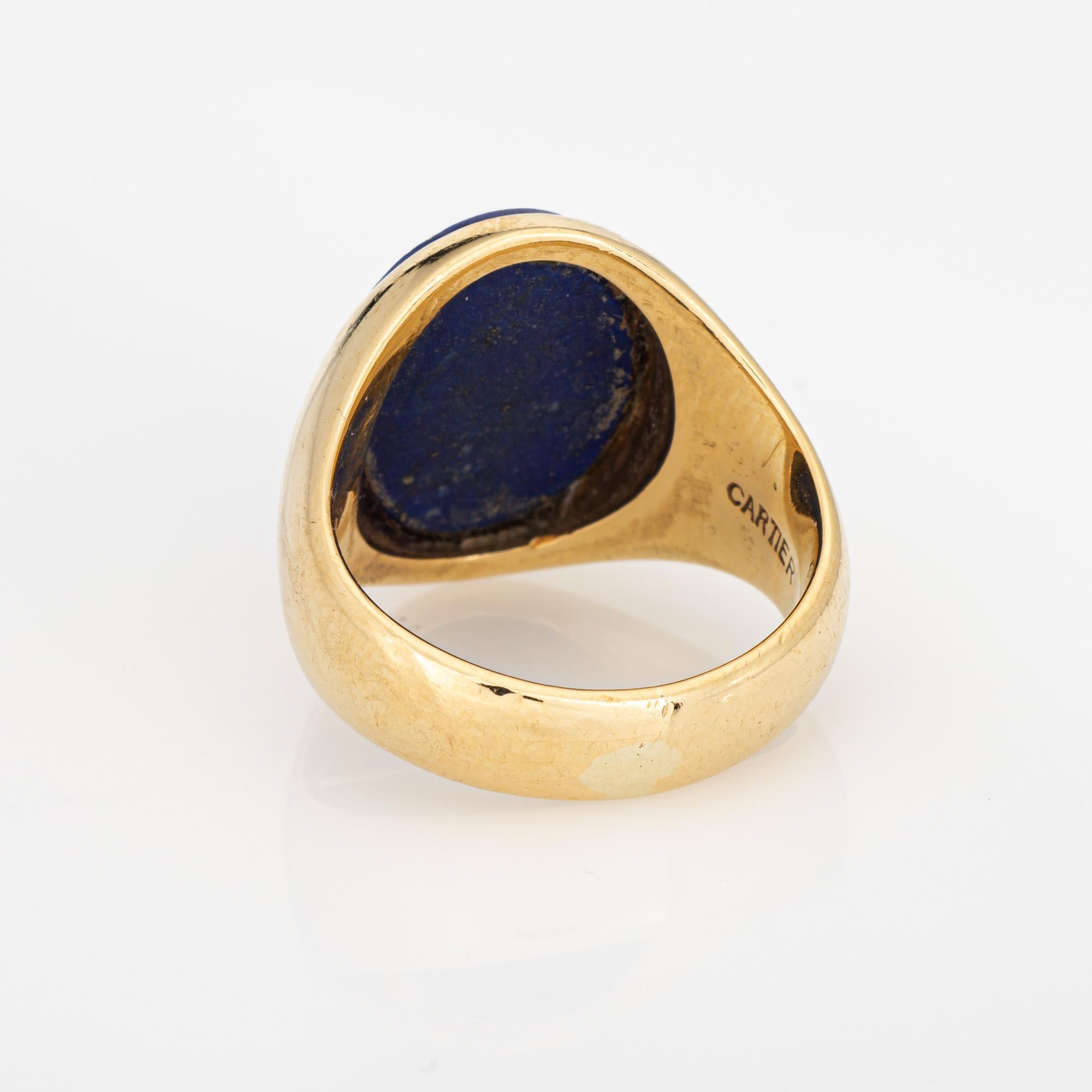 Anello Cartier anni '70 Larter & Sons Lapis Lazuli Signet Vintage 18k Yellow Gold Sz 6 in vendita 1
