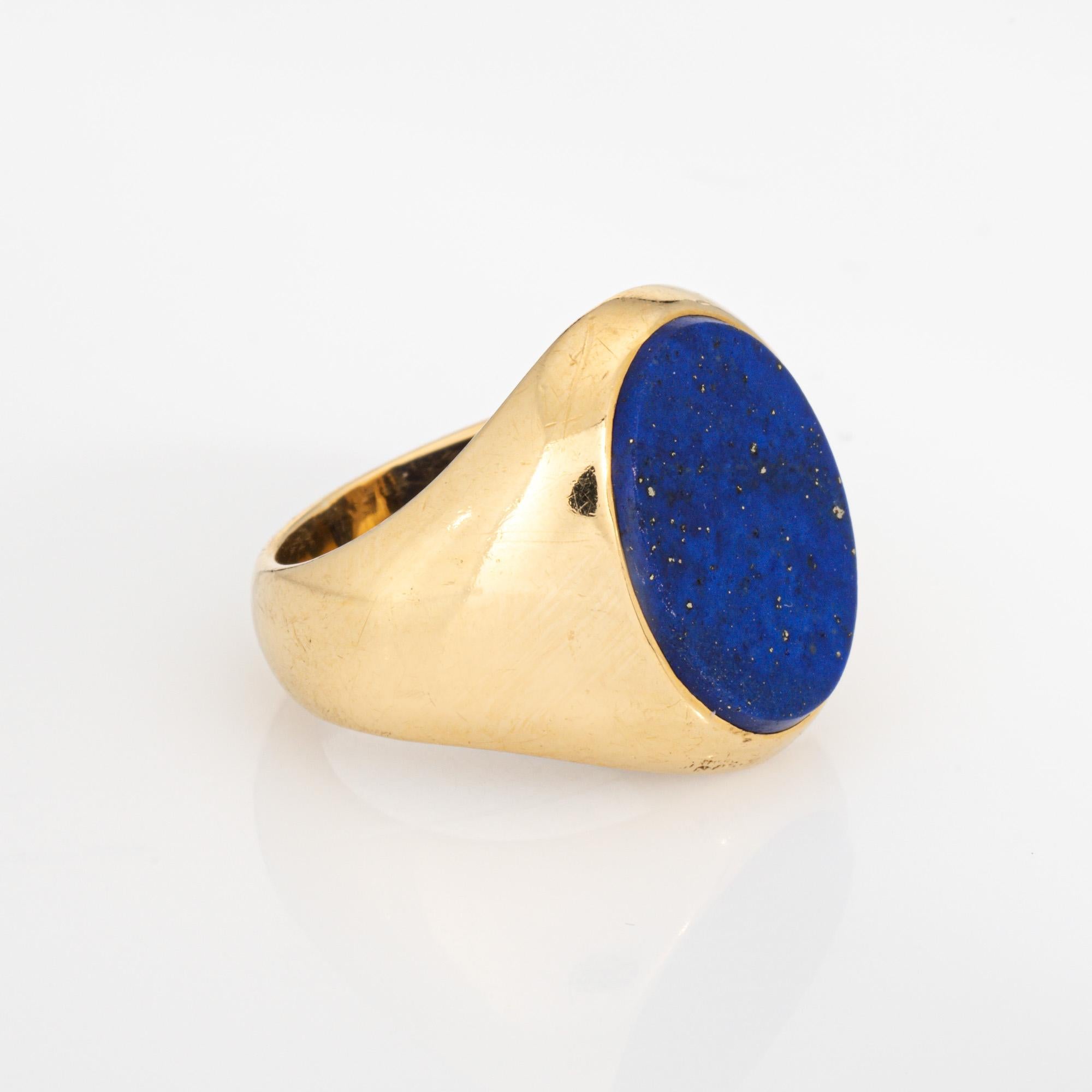 Anello Cartier anni '70 Larter & Sons Lapis Lazuli Signet Vintage 18k Yellow Gold Sz 6 in vendita 2