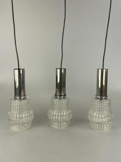 70s Ceiling Light Hanging Lamp Cascade Lamp Glass Chrome Space Age Design