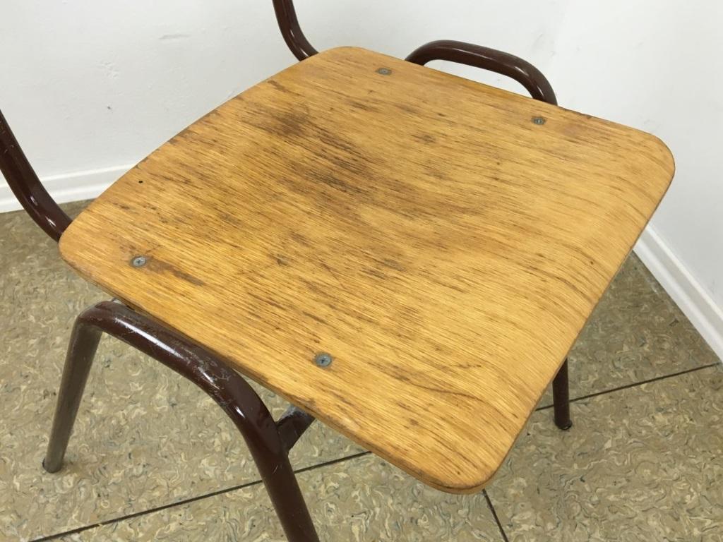Chaise d'atelier des années 70, chaise en bois, cadre métallique, design de l'ère spatiale vintage en vente 1