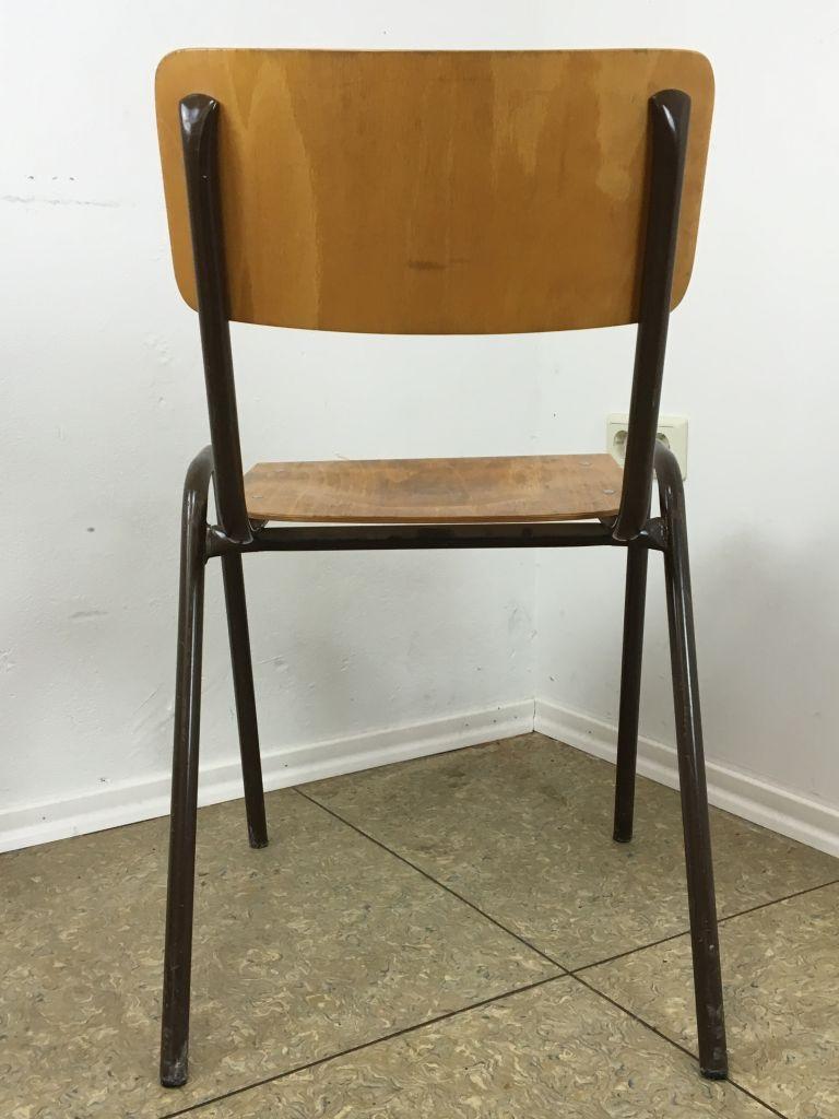 German 70s Chair Workshop Chair Wooden Chair Metal Frame Space Age Design Vintage For Sale
