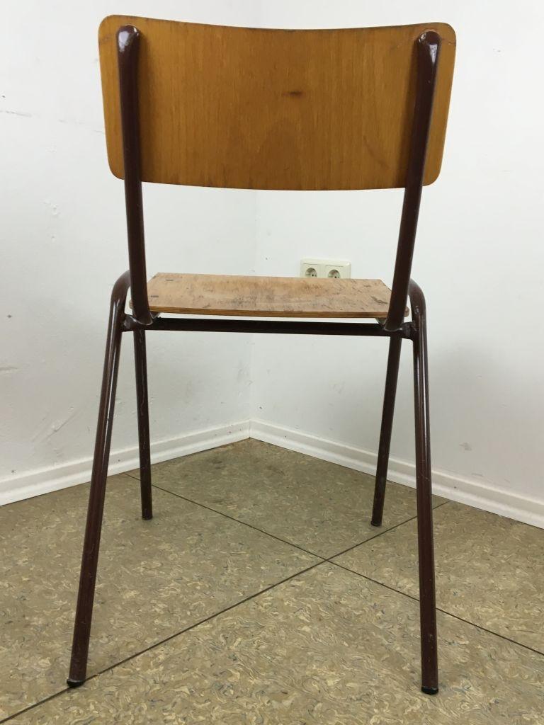 European 70s Chair Workshop Chair Wooden Chair Metal Frame Space Age Design Vintage For Sale