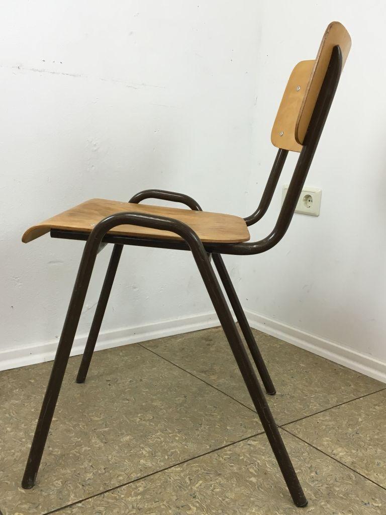 70s Chair Workshop Chair Wooden Chair Metal Frame Space Age Design Vintage In Fair Condition For Sale In Neuenkirchen, NI