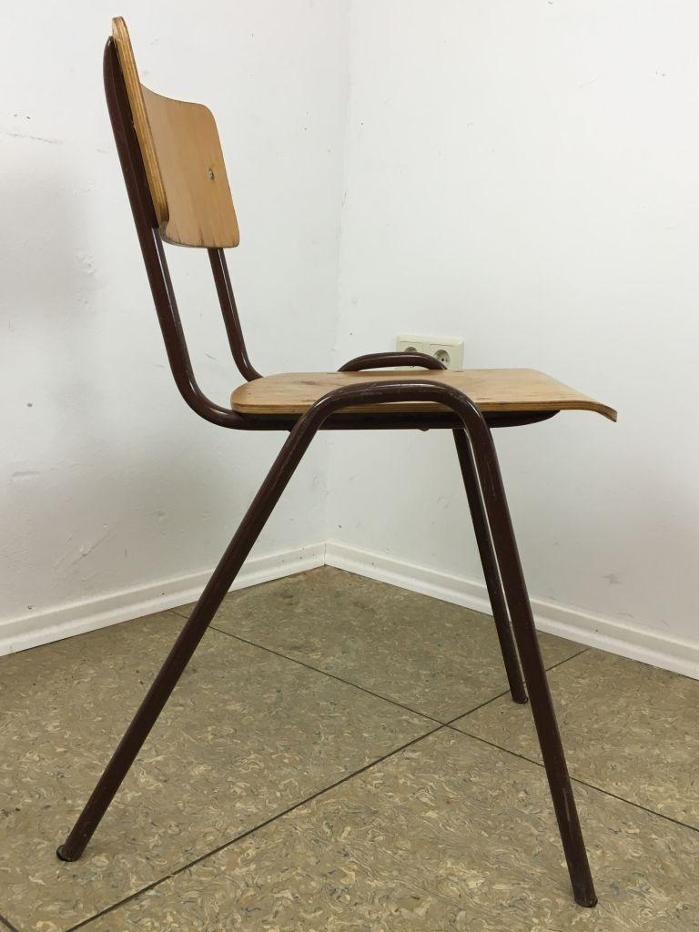 Chaise d'atelier des années 70, chaise en bois, cadre métallique, design de l'ère spatiale vintage État moyen - En vente à Neuenkirchen, NI