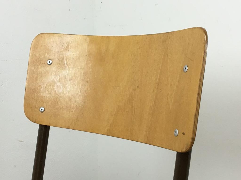 Métal Chaise d'atelier des années 70 Chaise en bois Chaise avec cadre en métal Design de l'ère spatiale Vintage en vente