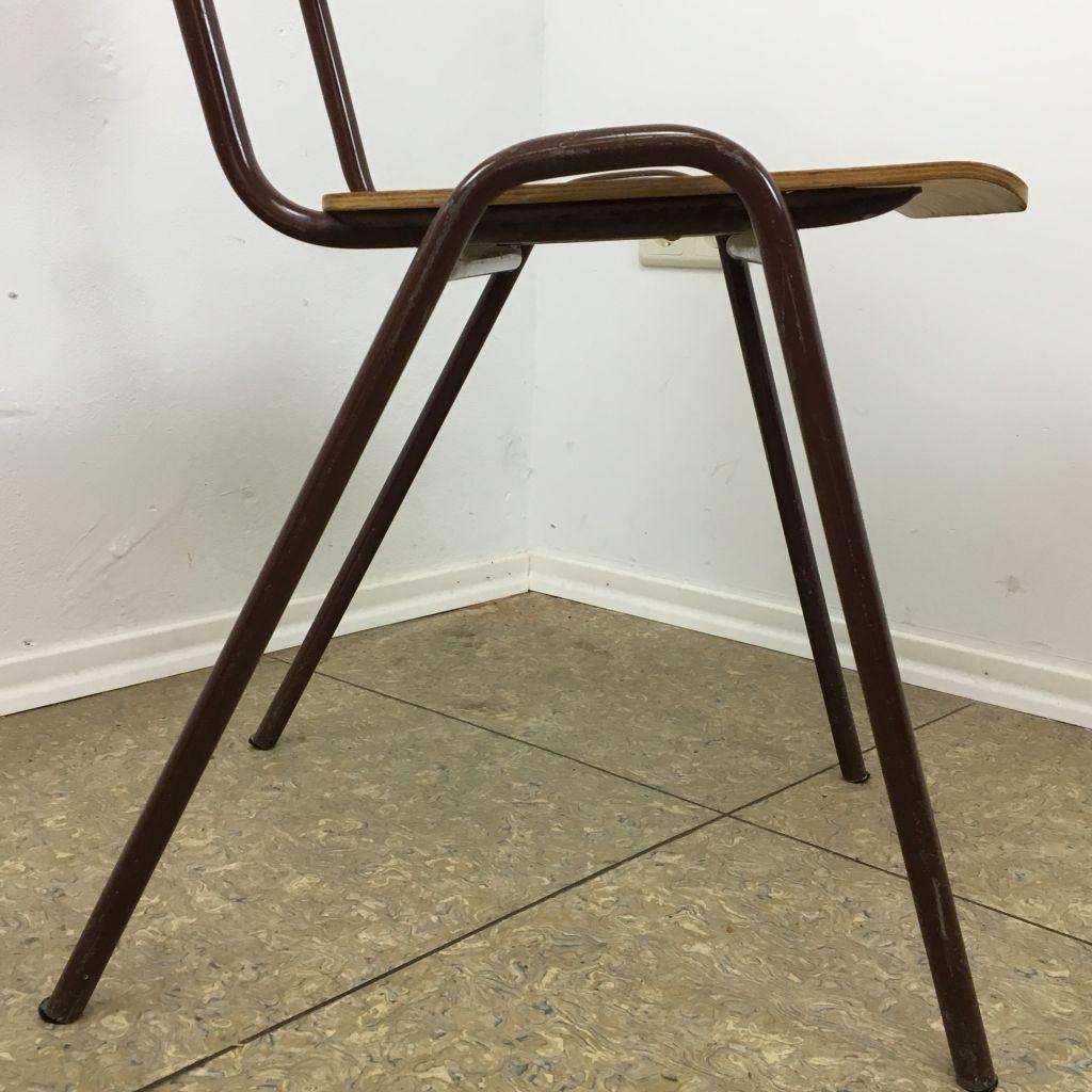 70s Chair Workshop Chair Wooden Chair Metal Frame Space Age Design Vintage For Sale 1