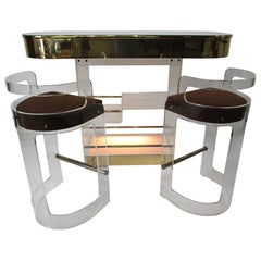 70's Charles Hollis Jones Styled Lucite Bar and Stools by Hill Mfg.
