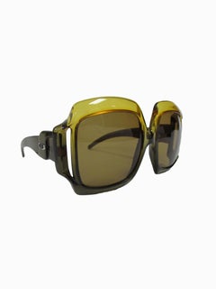70s Christian Dior Green Brown Over-sized Optyl Sunglasses