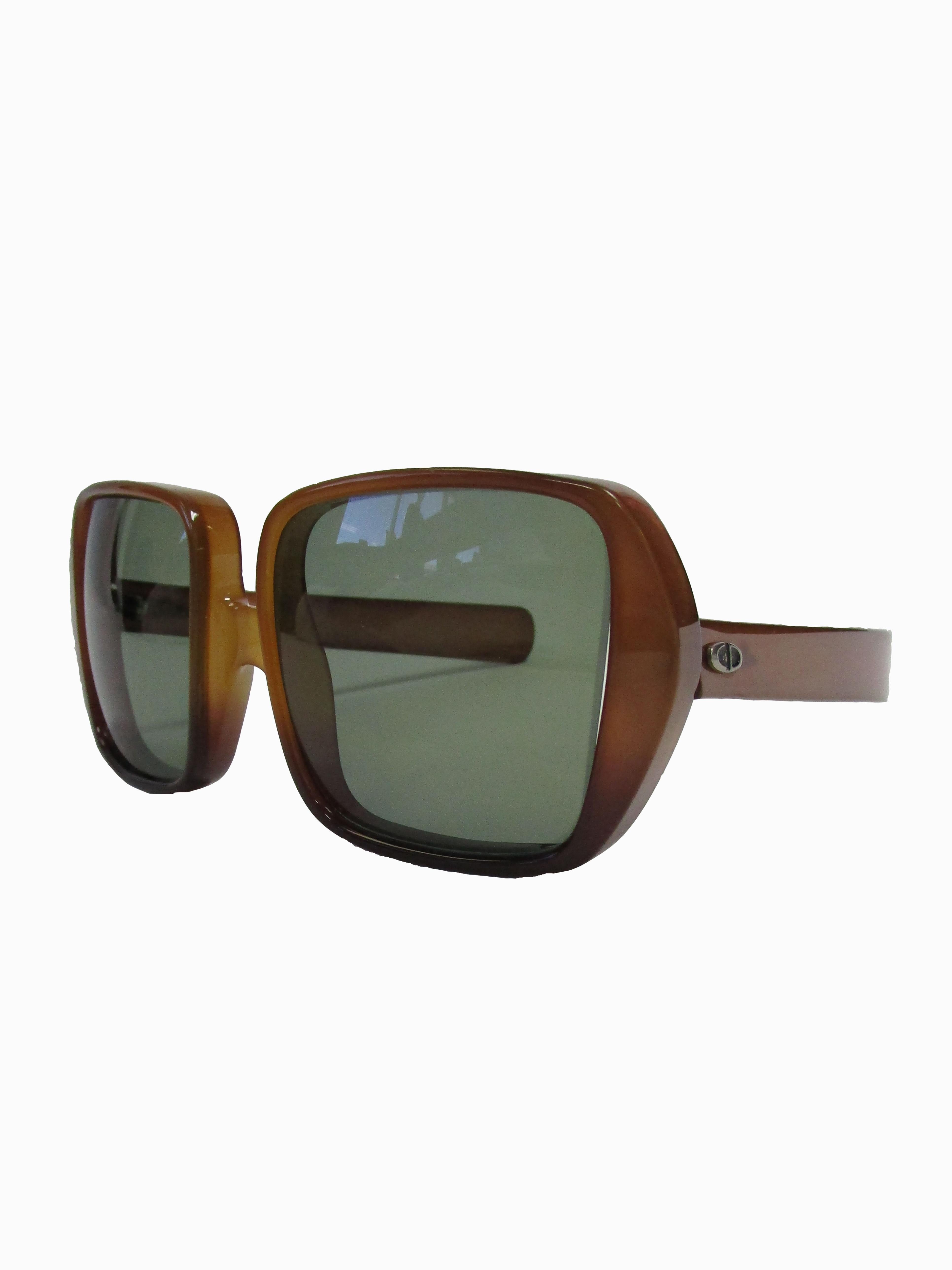 Black 70s Christian Dior Translucent Brown Optyl Sunglasses 