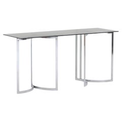 70S Chrome and Glass Console with Chrome and Smoked Glass