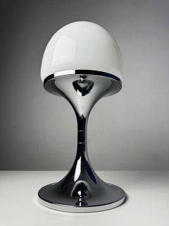 70s Chrome and Opaline Table Lamp – Space Age Design