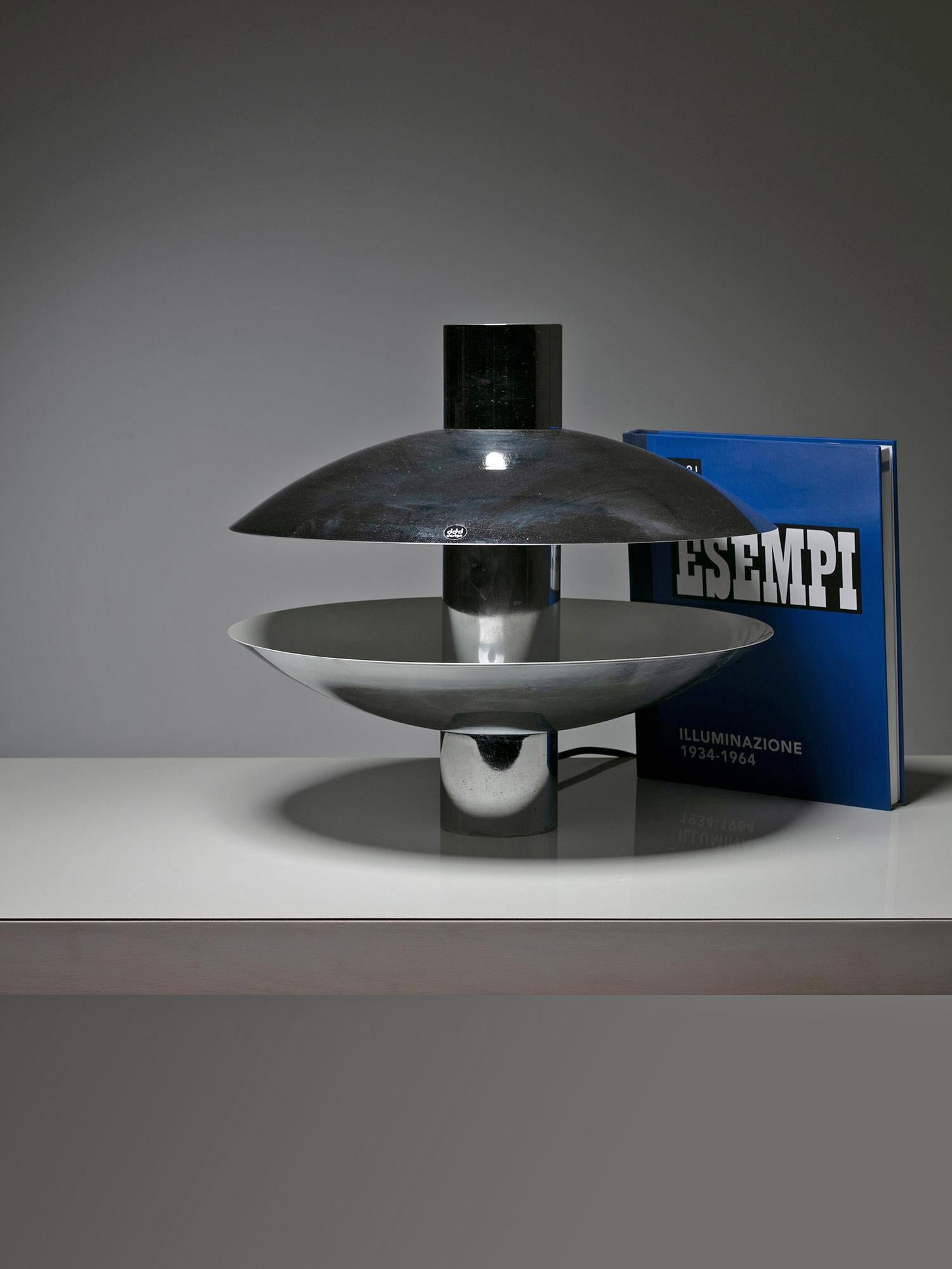 Late 20th Century 70s Chrome Round Table Lamp by DDD Design For Sale