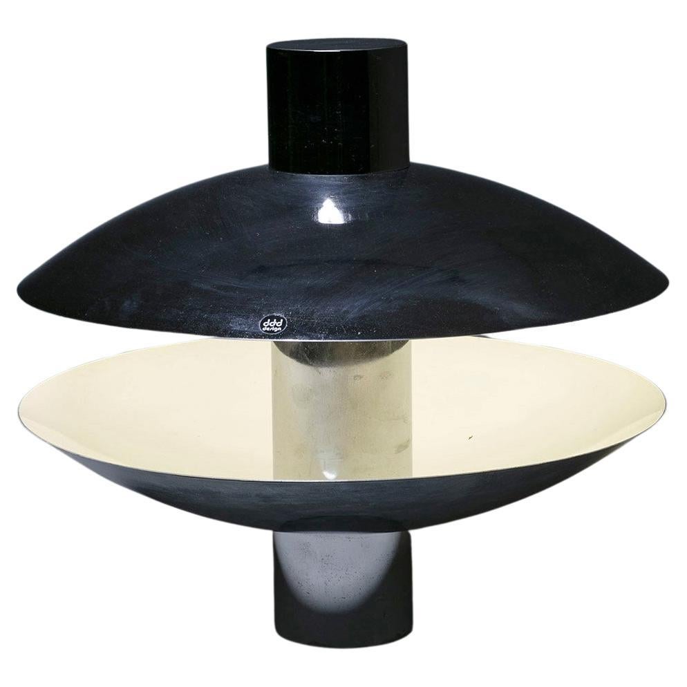 70s Chrome Round Table Lamp by DDD Design For Sale