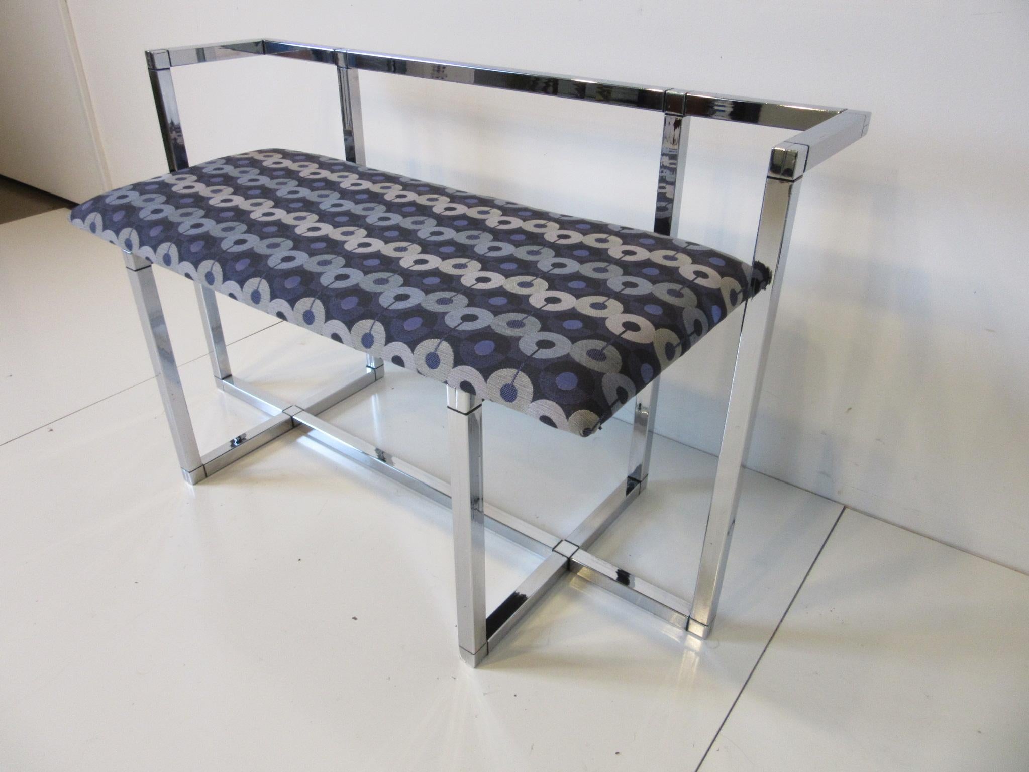 American 1970s Chrome / Upholstered Bench Settee