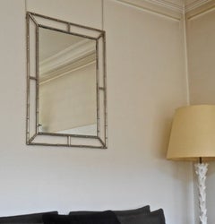 1970s Chromed Faux Bamboo Mirror, France