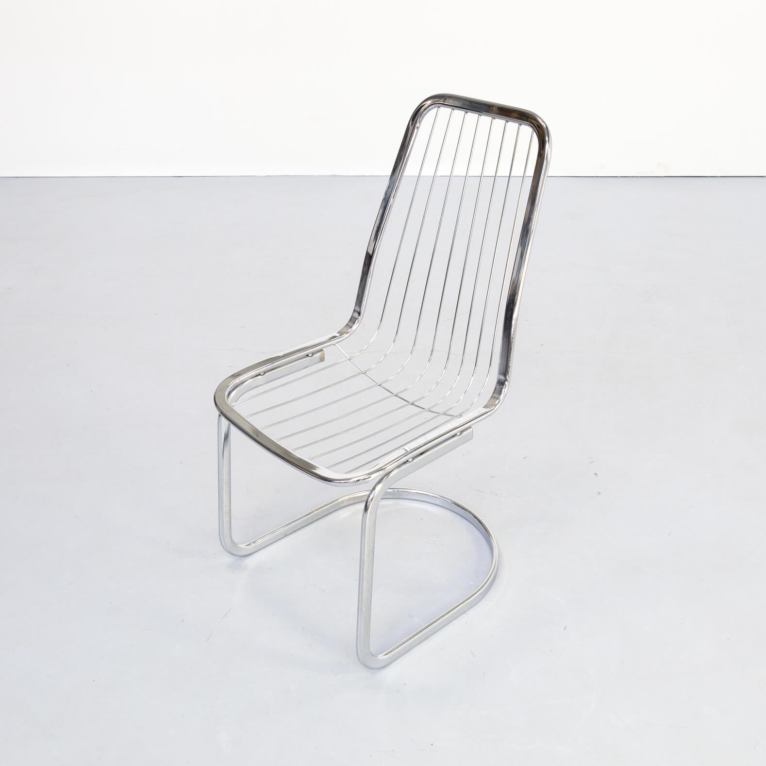 1970s Chromed Steel High Back Dining Chairs Attr Gastone Rinaldi for RIMA Set/6 For Sale 6