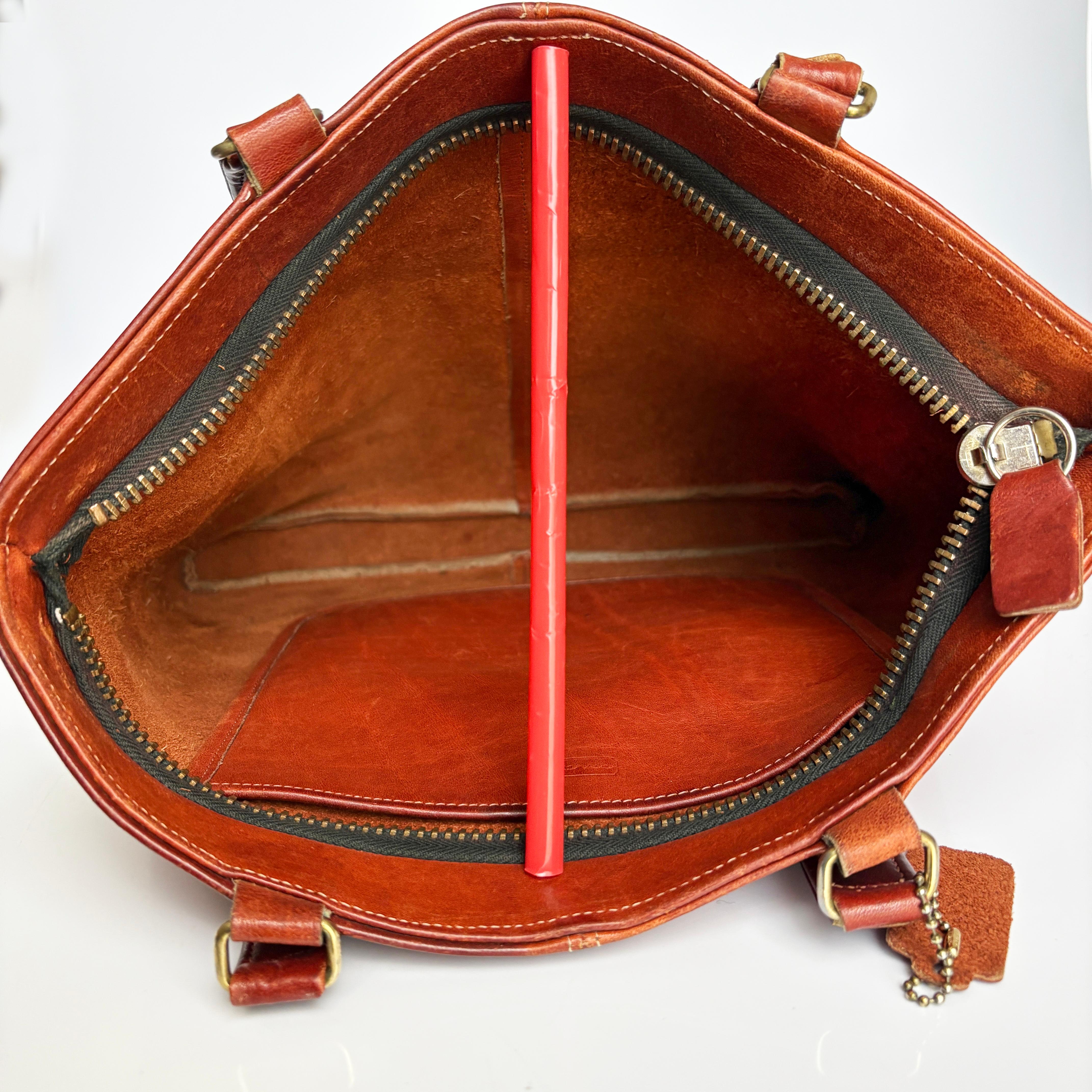 Sac Coach Skinny Fourre-tout Kiss Lock rare cuir rouille Bonnie Cashin Era Vintage des années 70 6