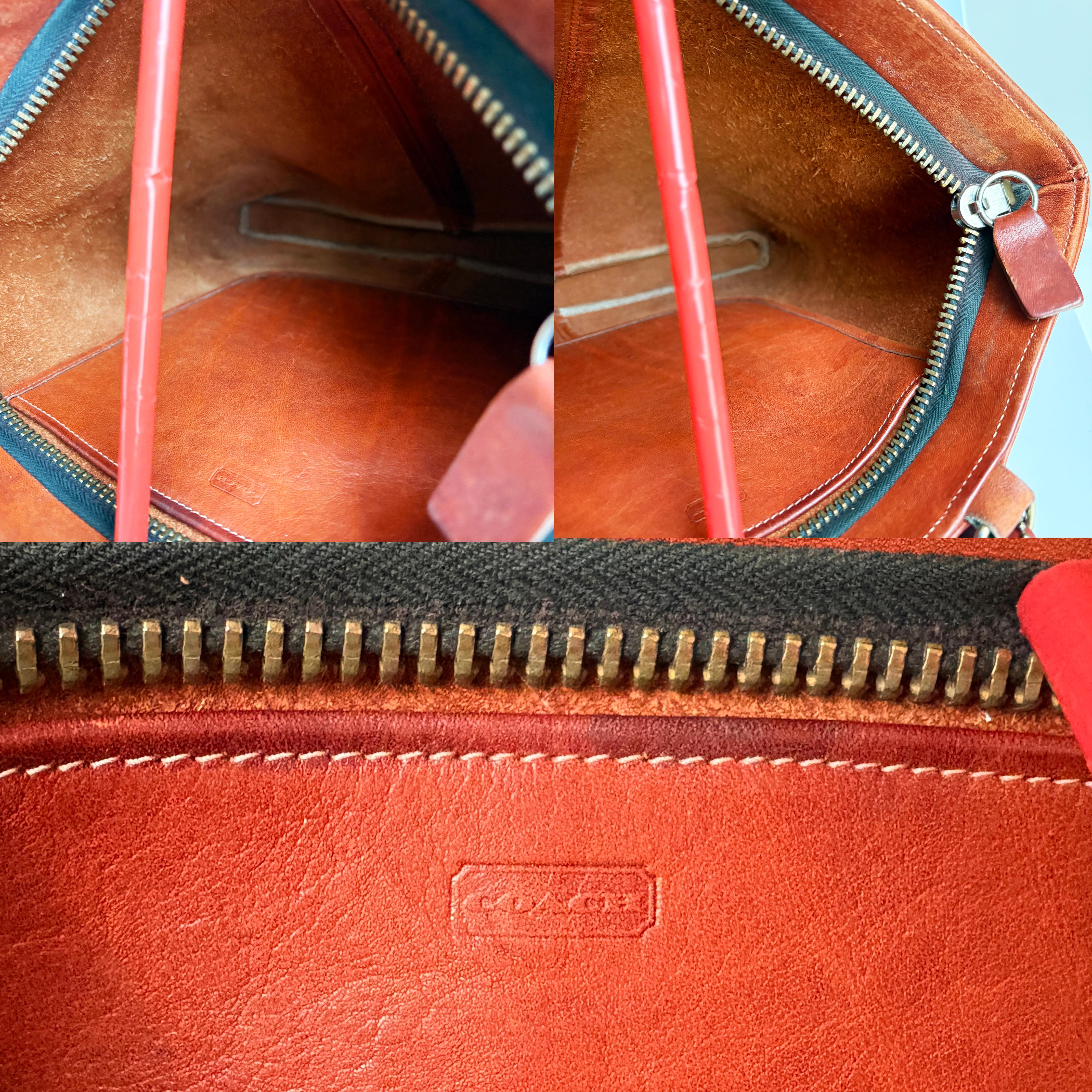 Sac Coach Skinny Fourre-tout Kiss Lock rare cuir rouille Bonnie Cashin Era Vintage des années 70 7