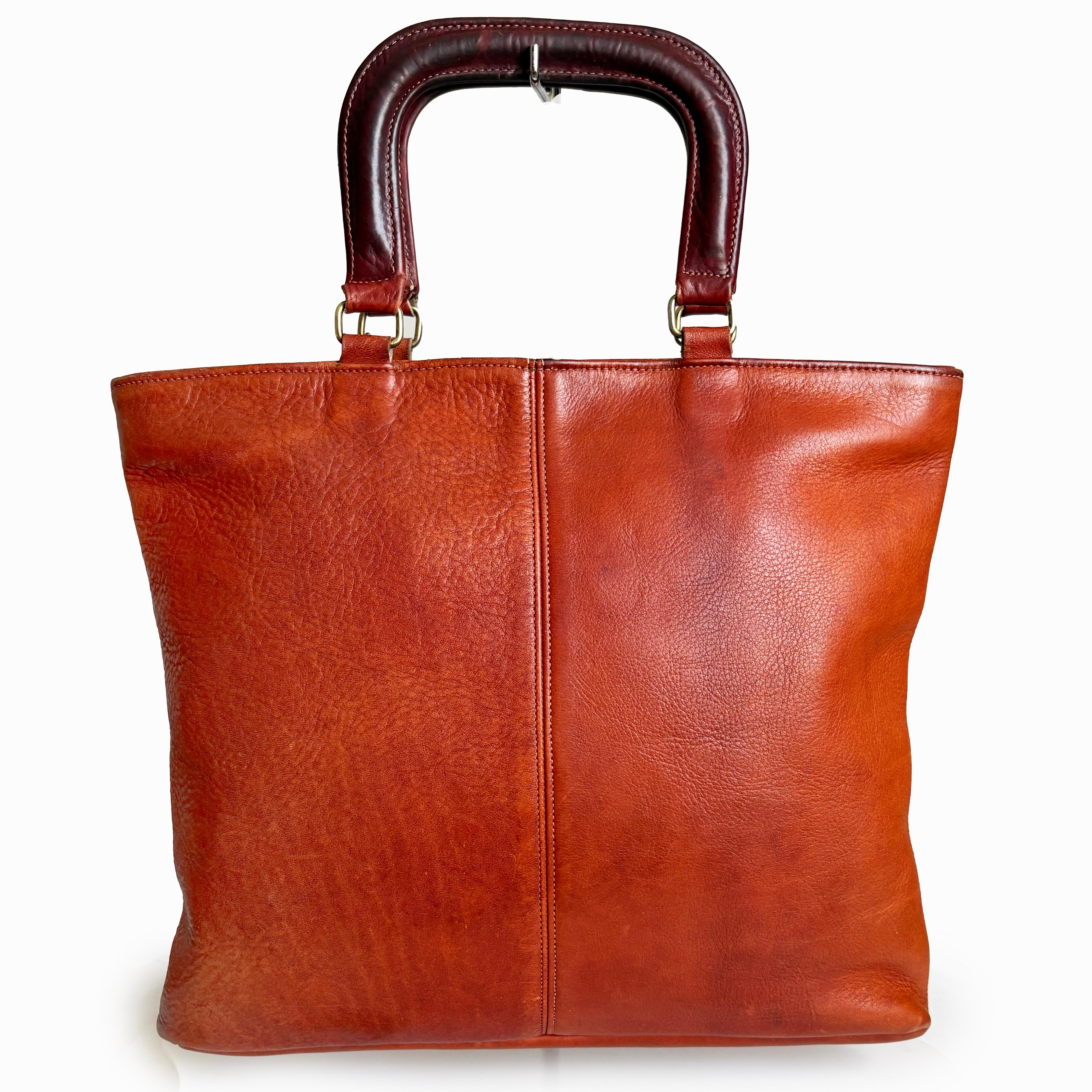 Sac Coach Skinny Fourre-tout Kiss Lock rare cuir rouille Bonnie Cashin Era Vintage des années 70 4