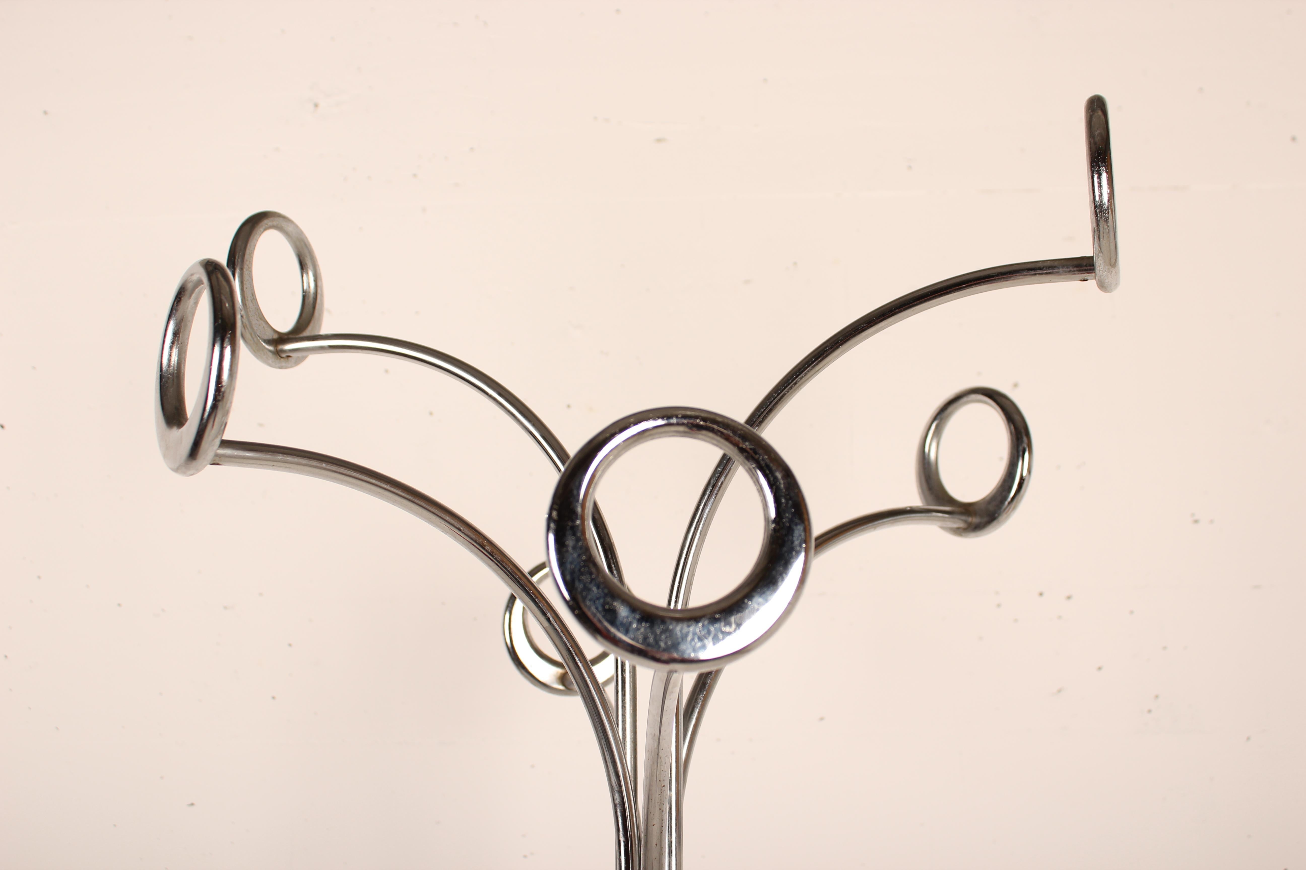 Metal 1970s Coat Stand Chrome and White by Fase, Spain, 1970