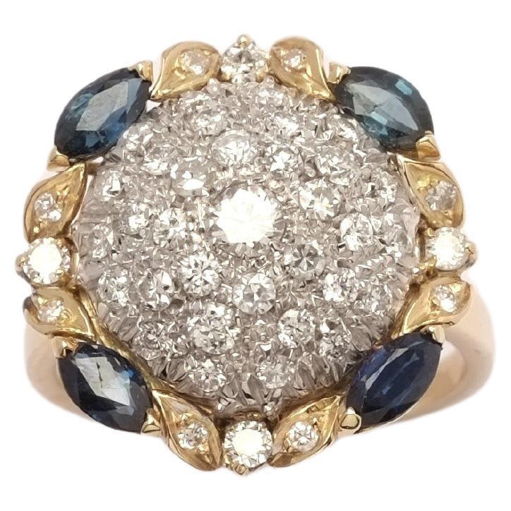 70's Cocktail Sapphire & Diamonds Ring