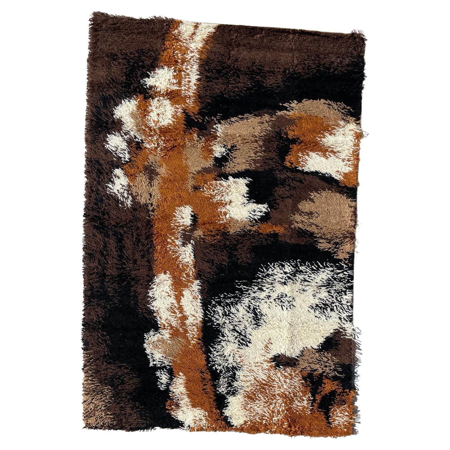 70's CONCEPTS INTERNATIONAL Abstract UNUSED Modern Danish Rya Rug Mid Century