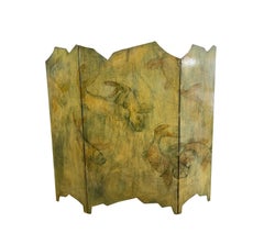 70s contemporary three fold asymmetrical painted screen in Japanese style