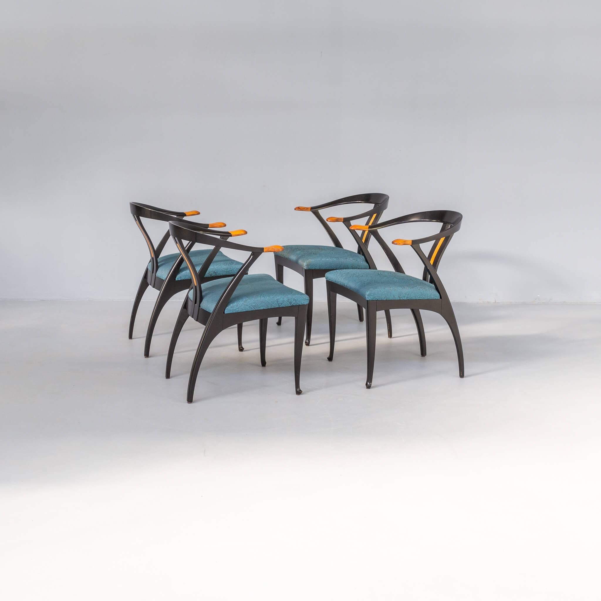 Italian 70s cow horn dining chairs for Giorgetti set/4