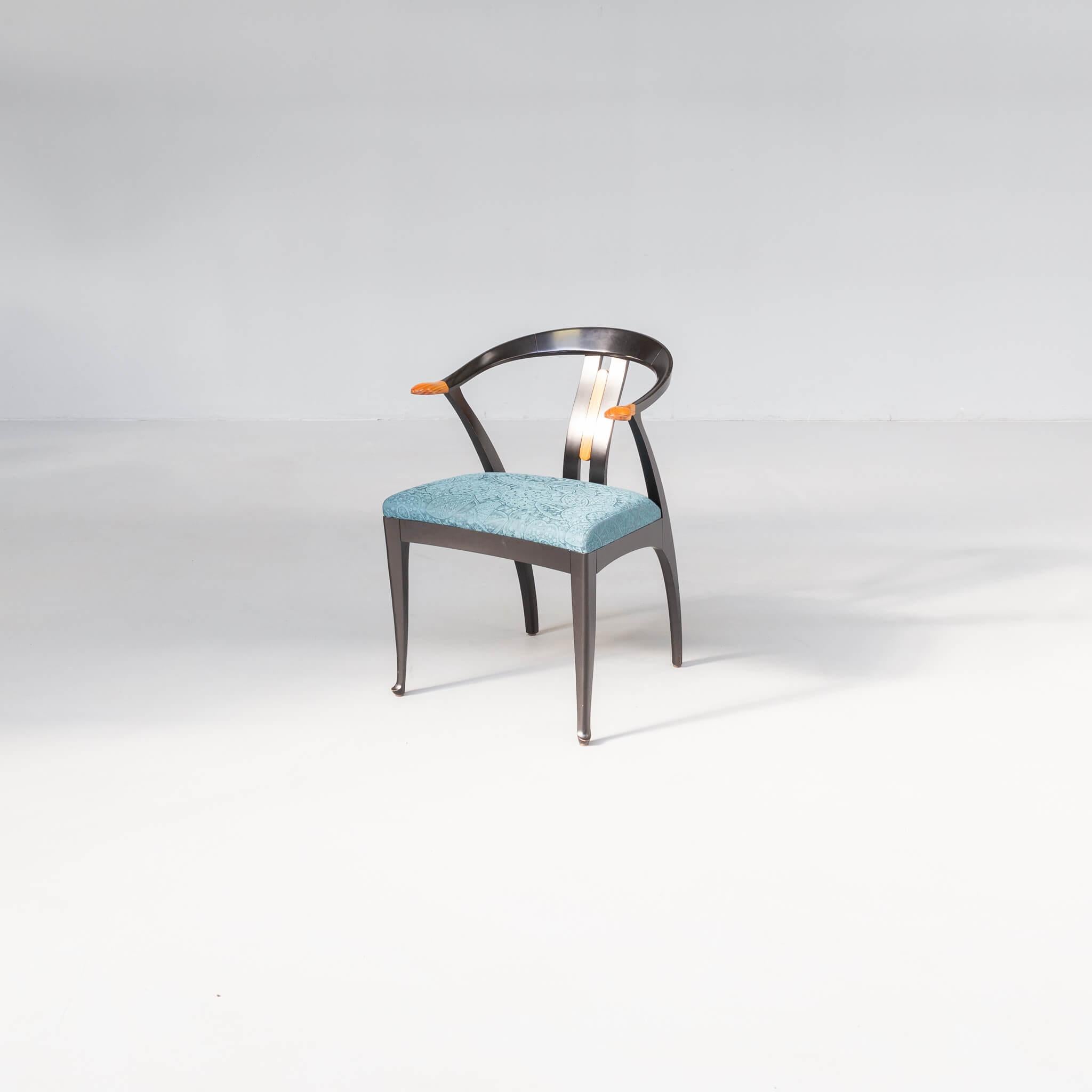 Lacquered 70s cow horn dining chairs for Giorgetti set/4