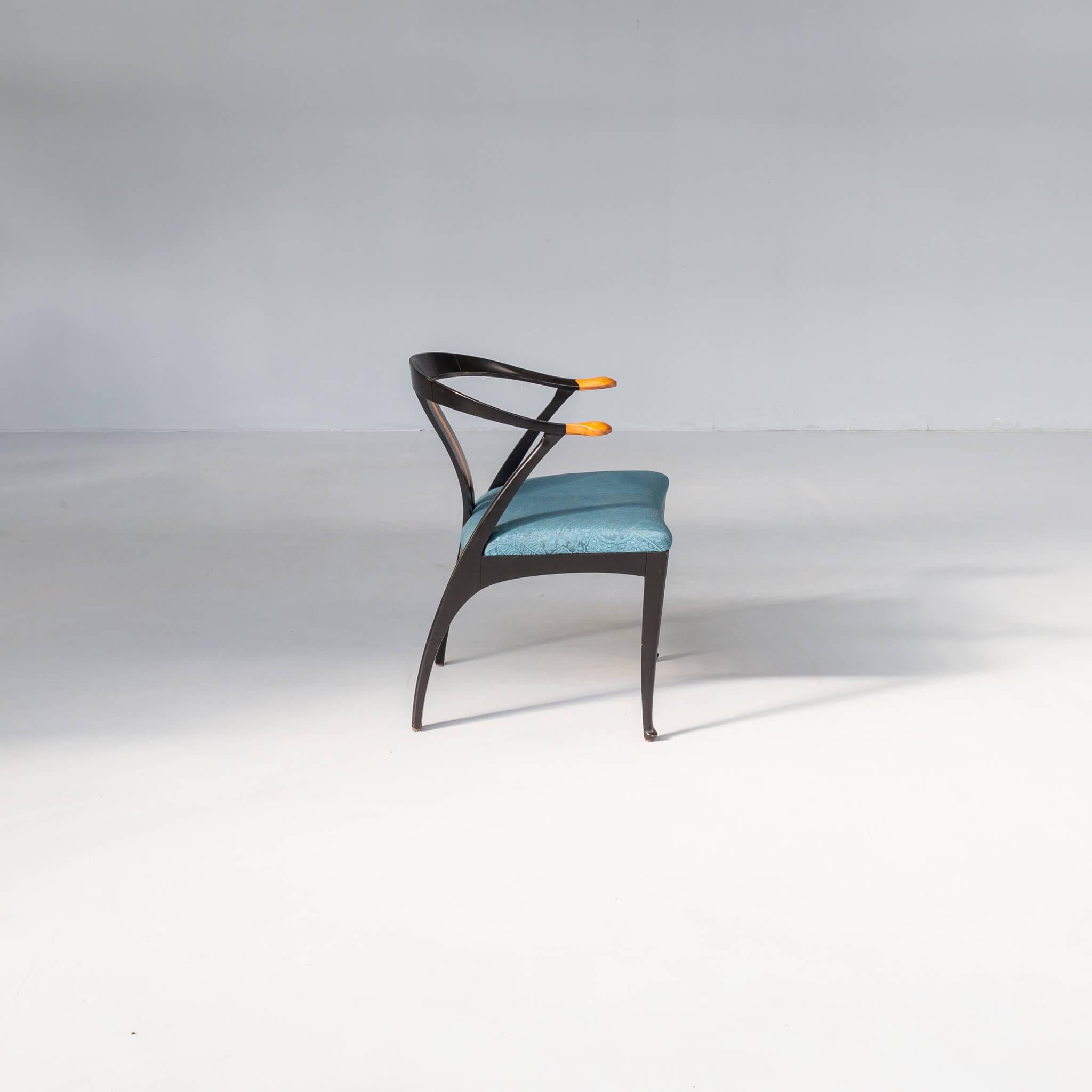 Fabric 70s cow horn dining chairs for Giorgetti set/4