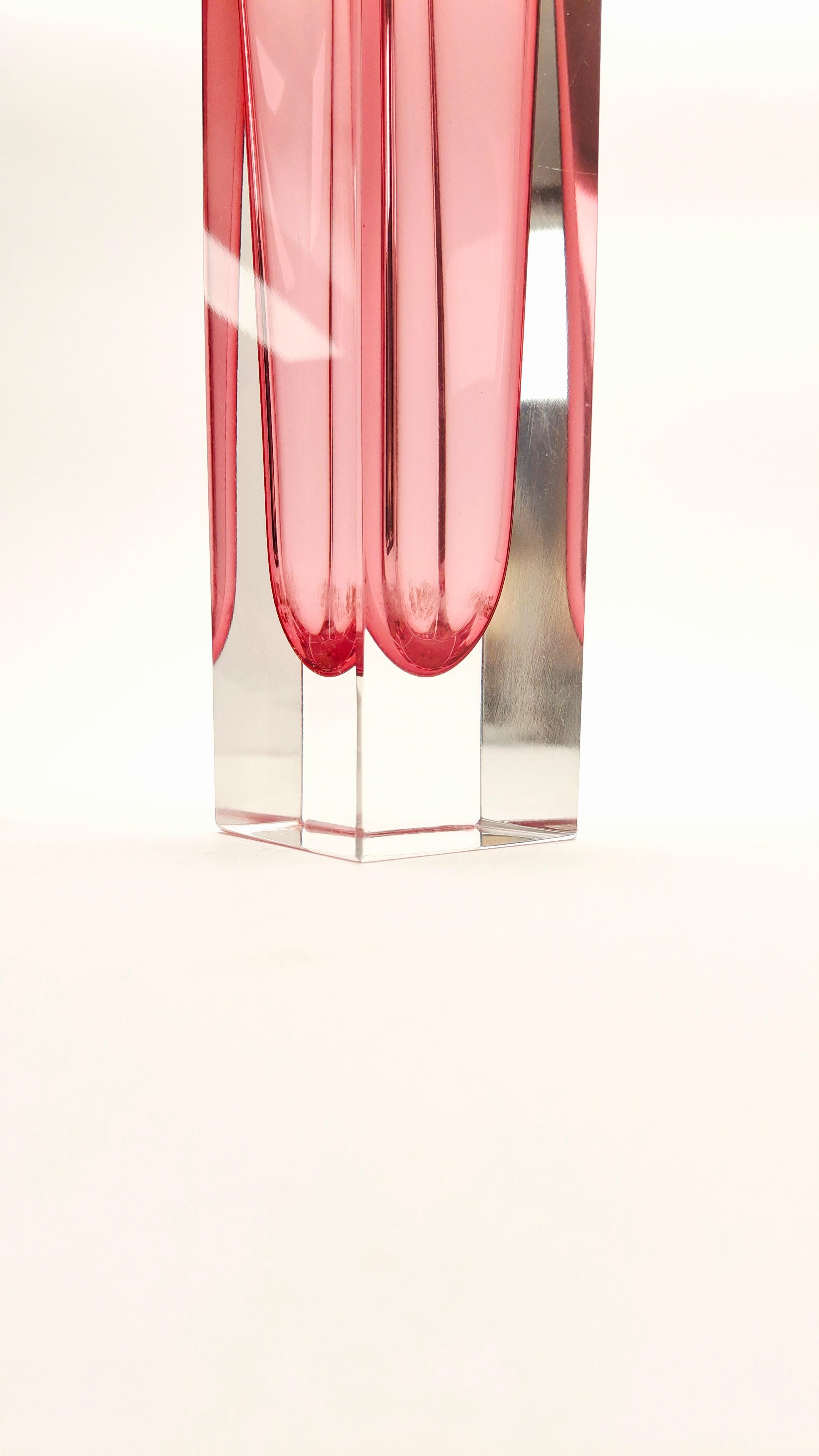 Vetro di Murano 70s Cubic Sommerso VASE in vendita