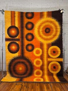 70's Dania Taepper 2 Big Circles, 12 Smaller Circles, UNUSED, 100% Wool Rya Rug
