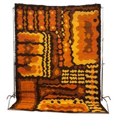 70s Dania Taepper Brown Geometric UNUSED Danish Rya Rug Modern Mid Century Wool