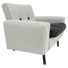 Dänischer Sessel aus den 70er Jahren, vollständig neu gepolstert, Kvadrat-Wolle, Leder