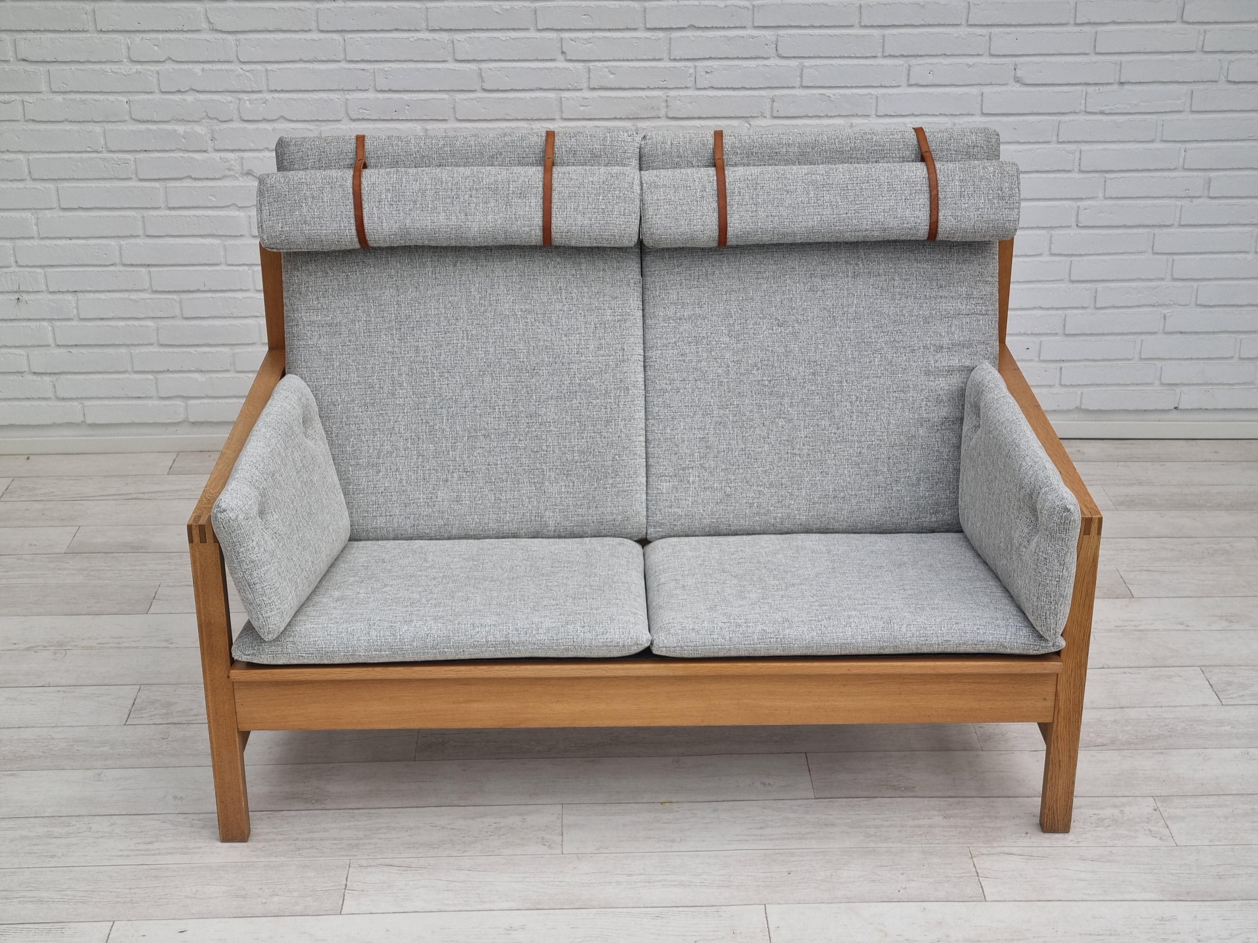 70s, Danish design by Børge Mogensen, 2 seater sofa, model 2252, oak wood 9