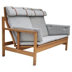 Vintage 70s, Danish design by Børge Mogensen, 2 seater sofa, model 2252, oak wood