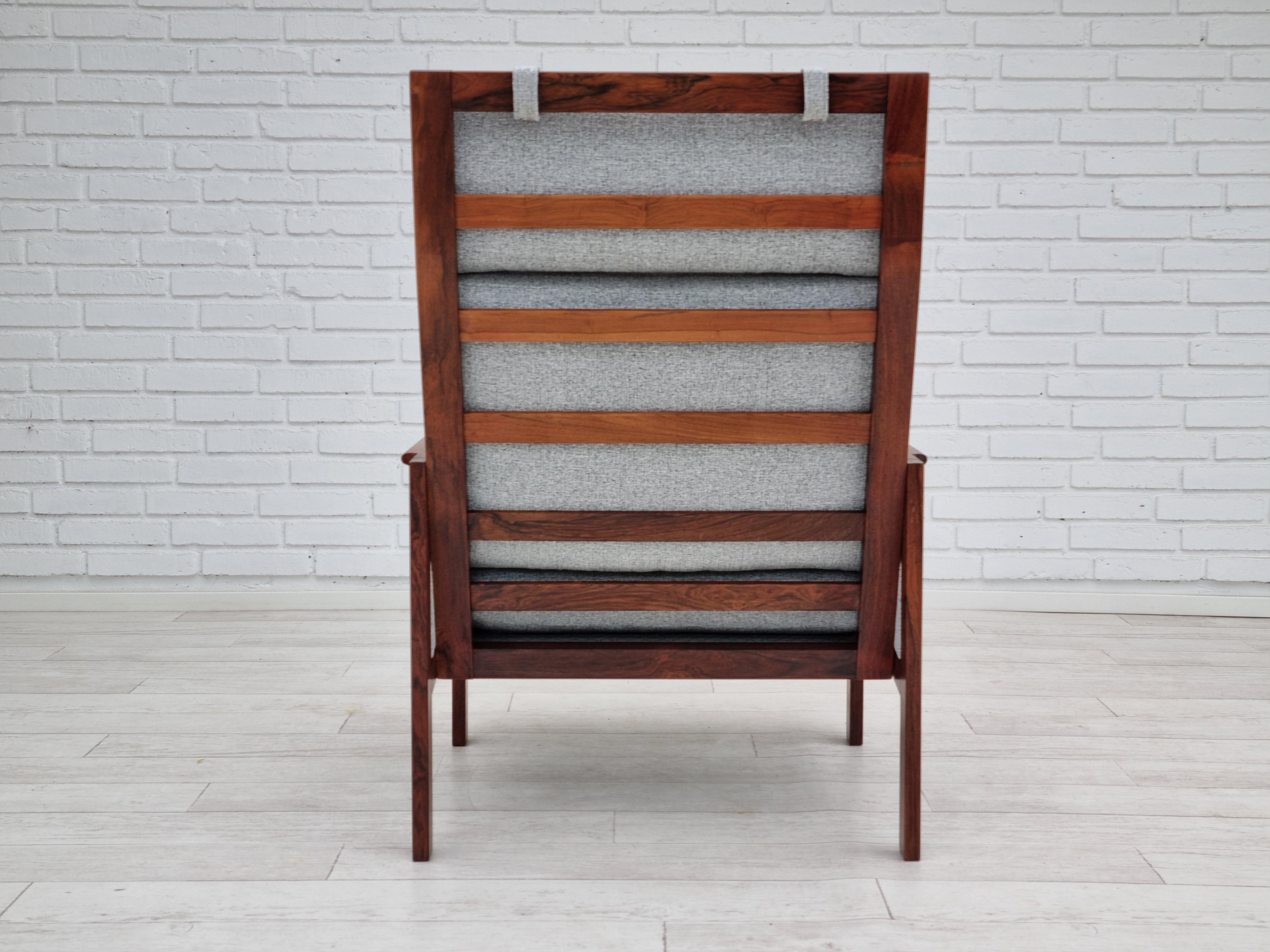70s, Danish design by Illum Wikkelsø, model Capella, renovated armchair, teak For Sale 8