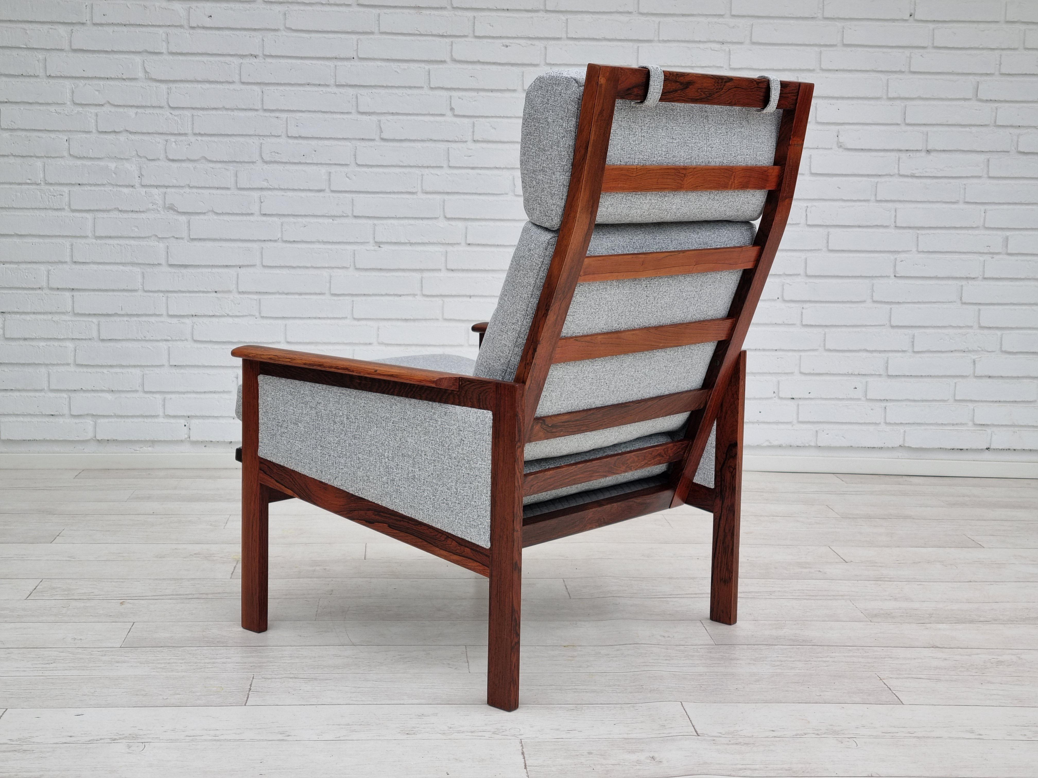 70s, Danish design by Illum Wikkelsø, model Capella, renovated armchair, teak For Sale 1