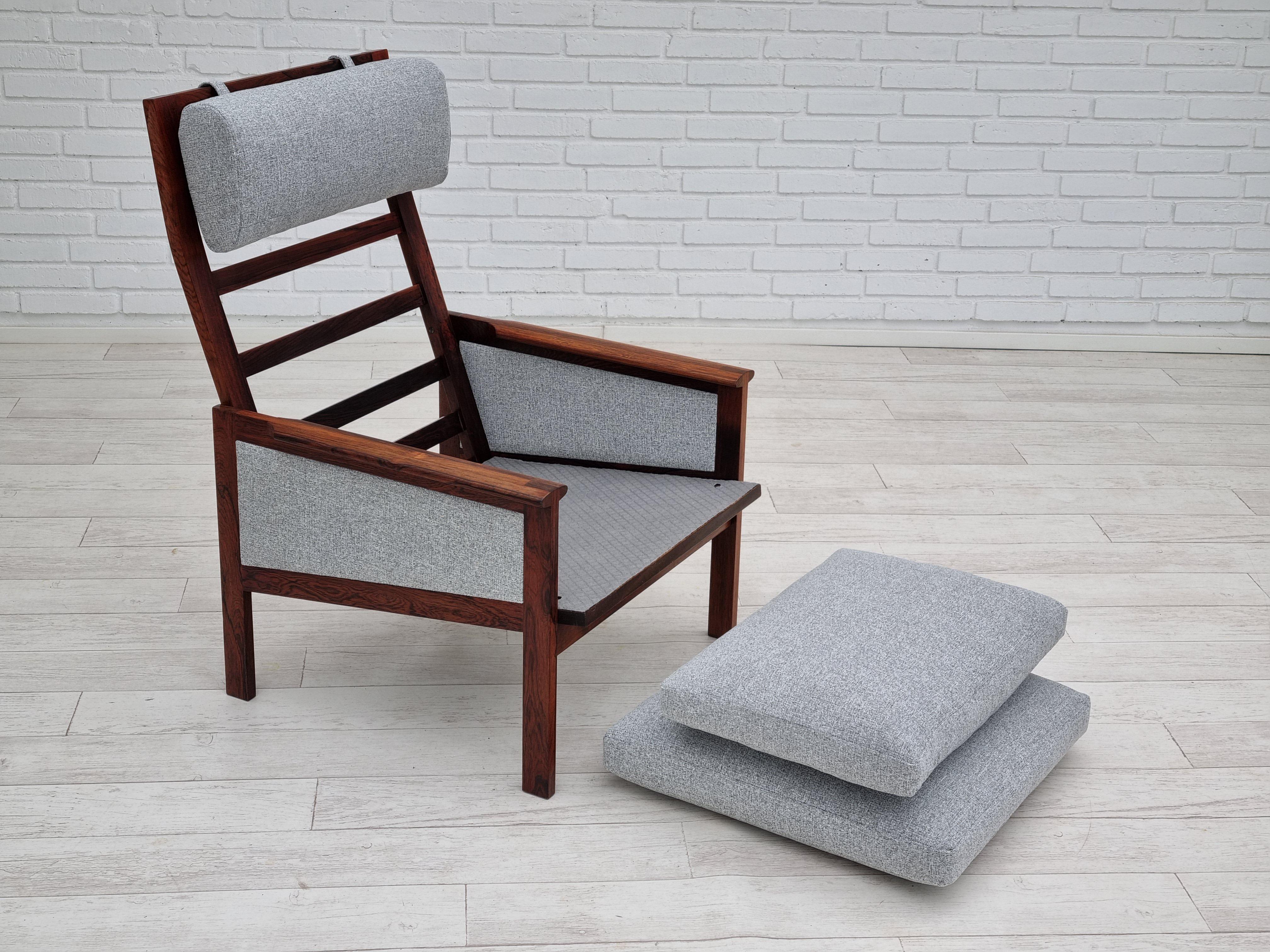 70s, Danish design by Illum Wikkelsø, model Capella, renovated armchair, teak For Sale 2