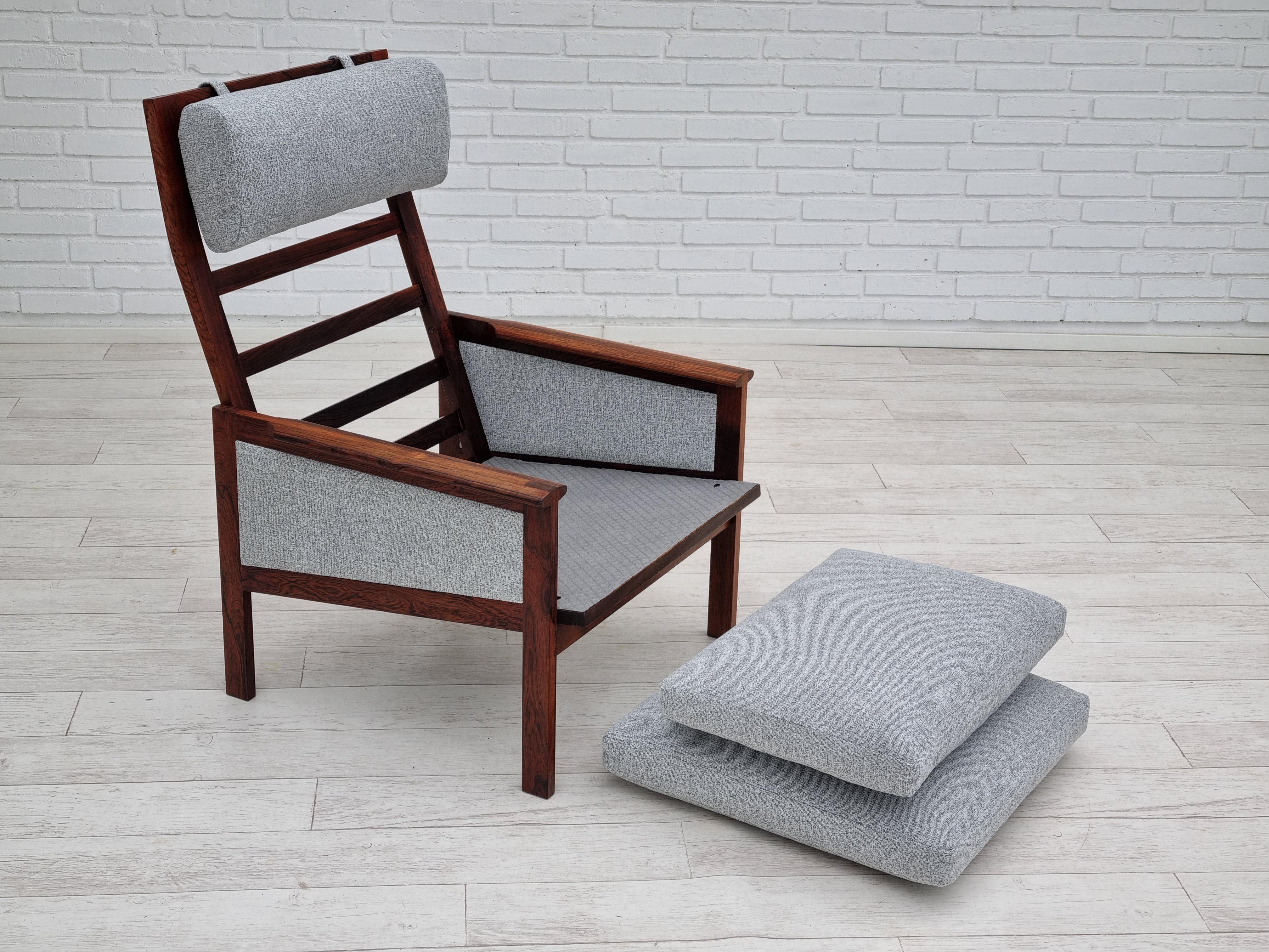 70s, Danish design by Illum Wikkelsø, model Capella, renovated armchair, teak 2
