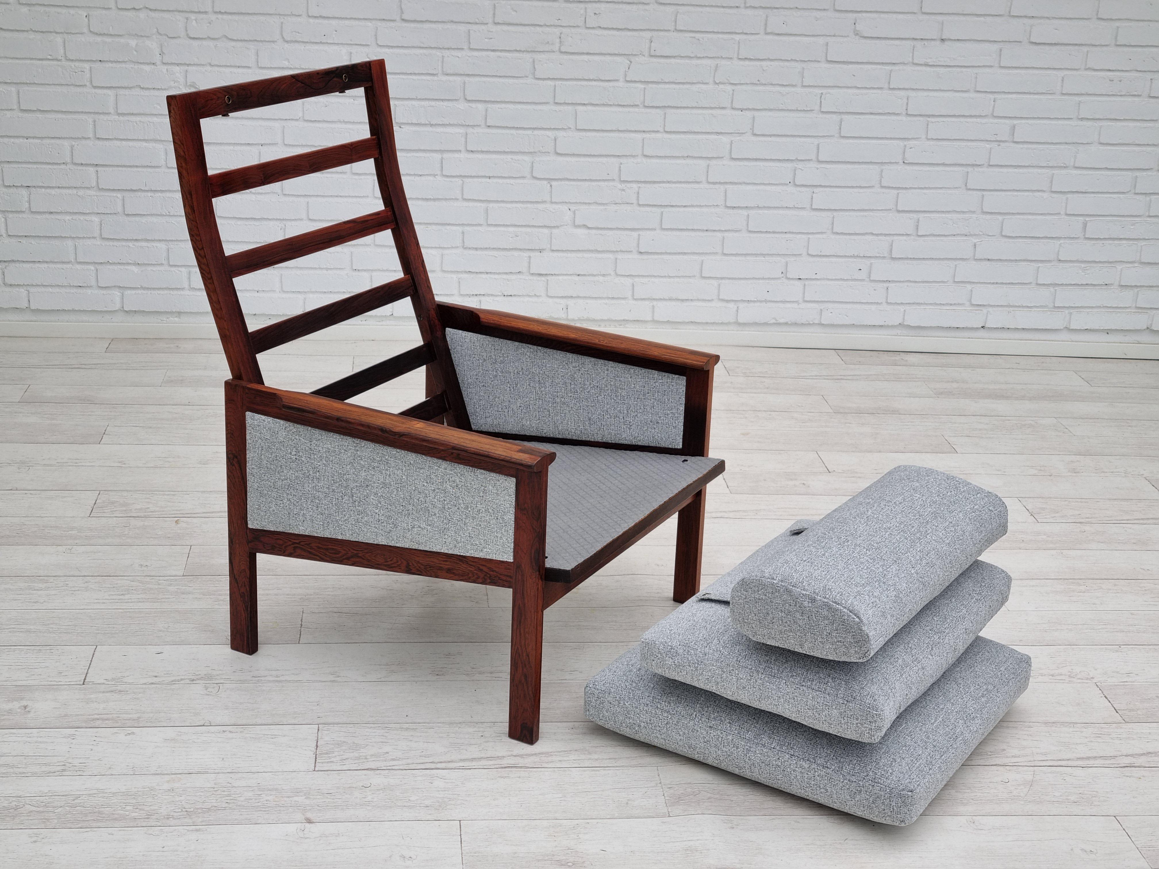 70s, Danish design by Illum Wikkelsø, model Capella, renovated armchair, teak For Sale 3
