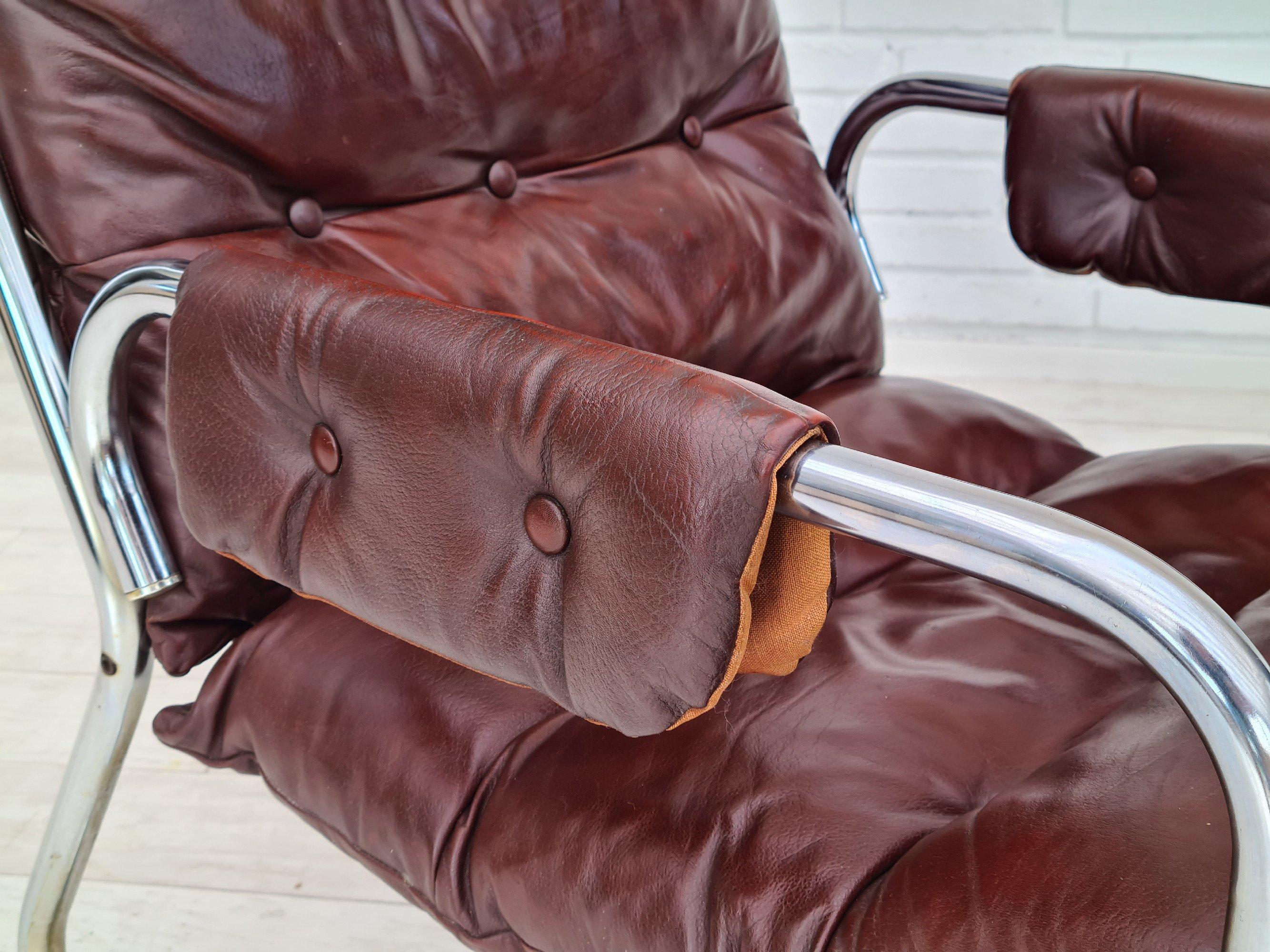 70s, Danish Design, Lounge Chair, Leather, Original Condition 4
