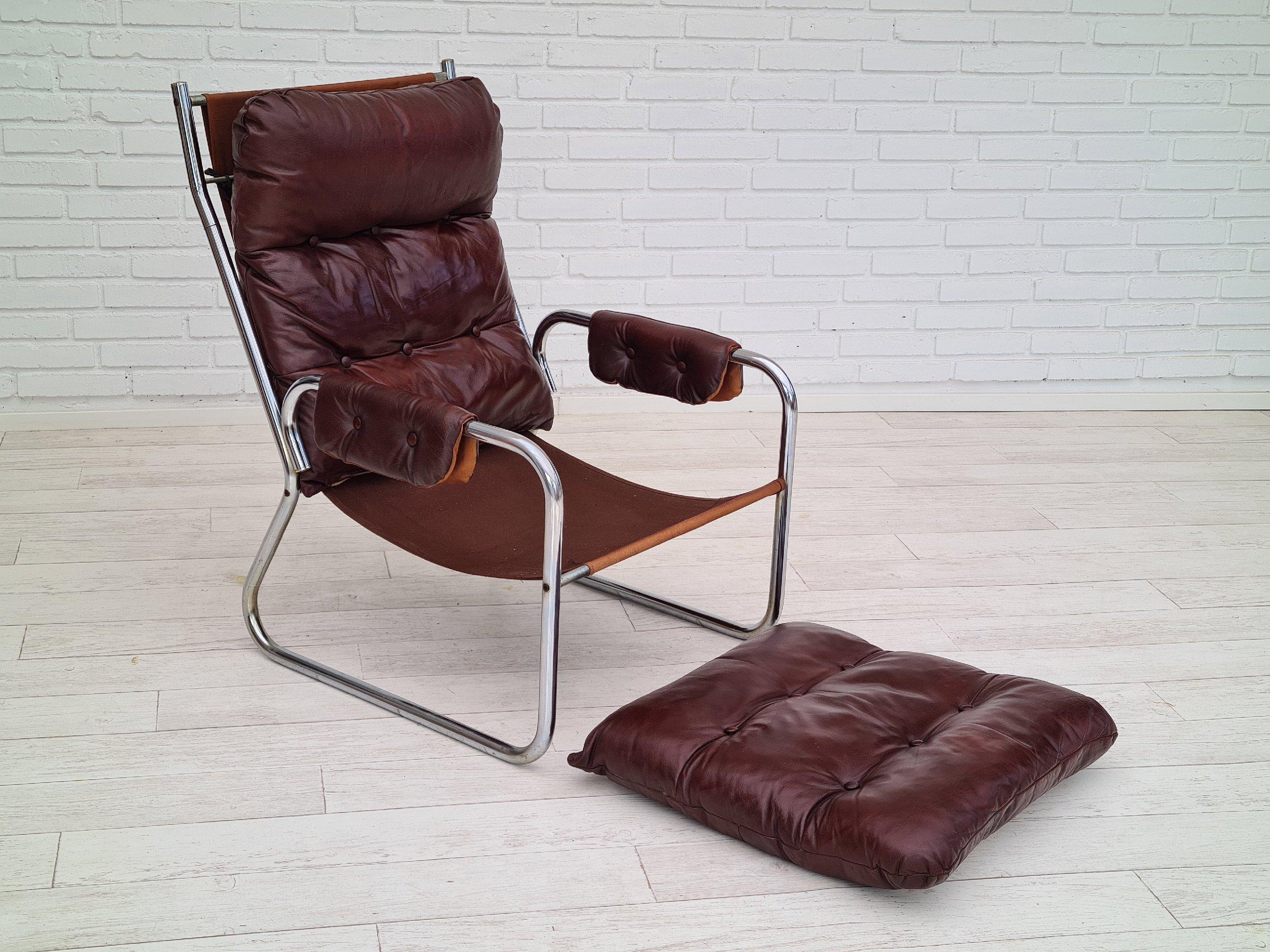 70s, Danish Design, Lounge Chair, Leather, Original Condition 5