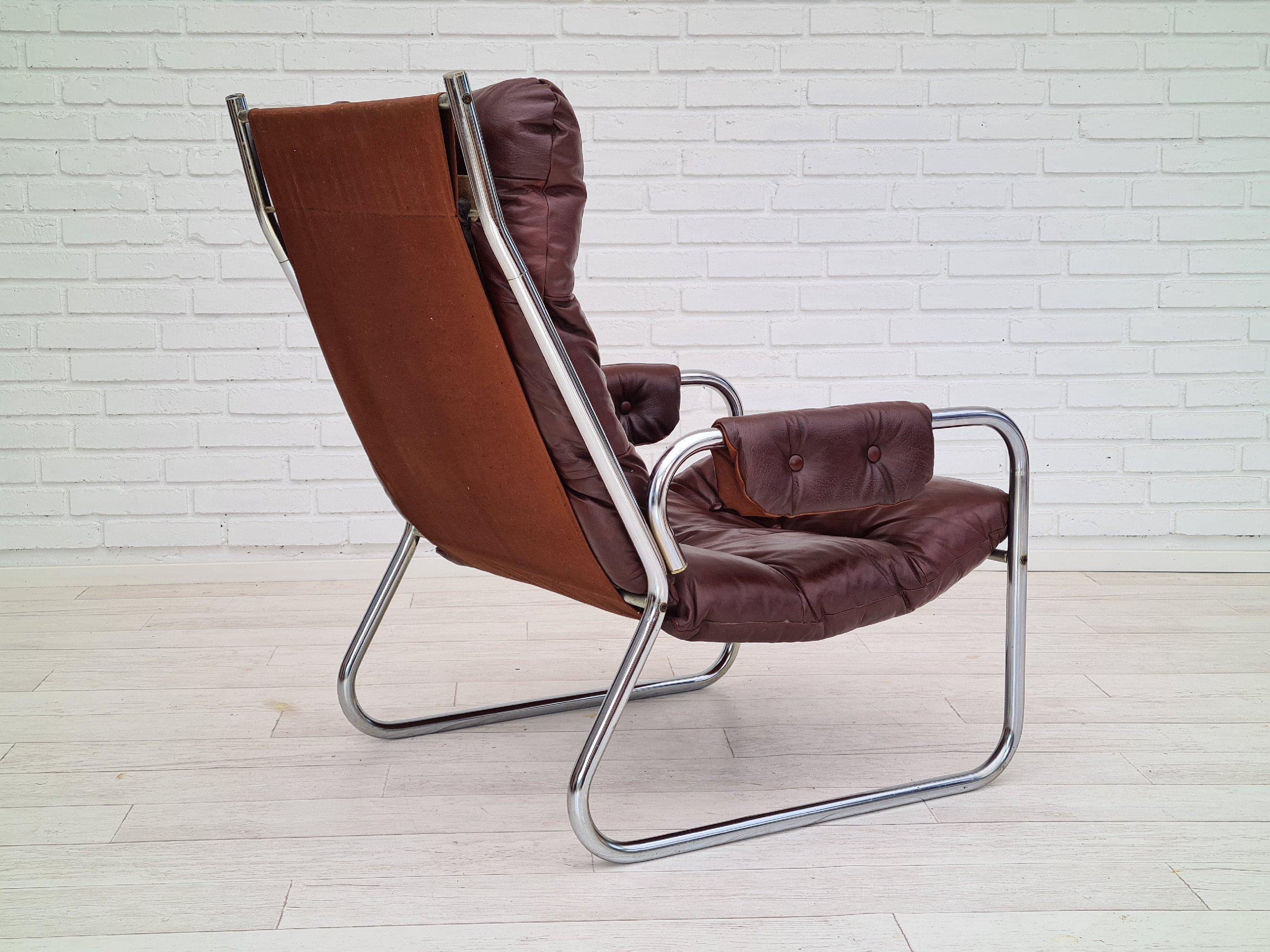 70s, Danish Design, Lounge Chair, Leather, Original Condition 6