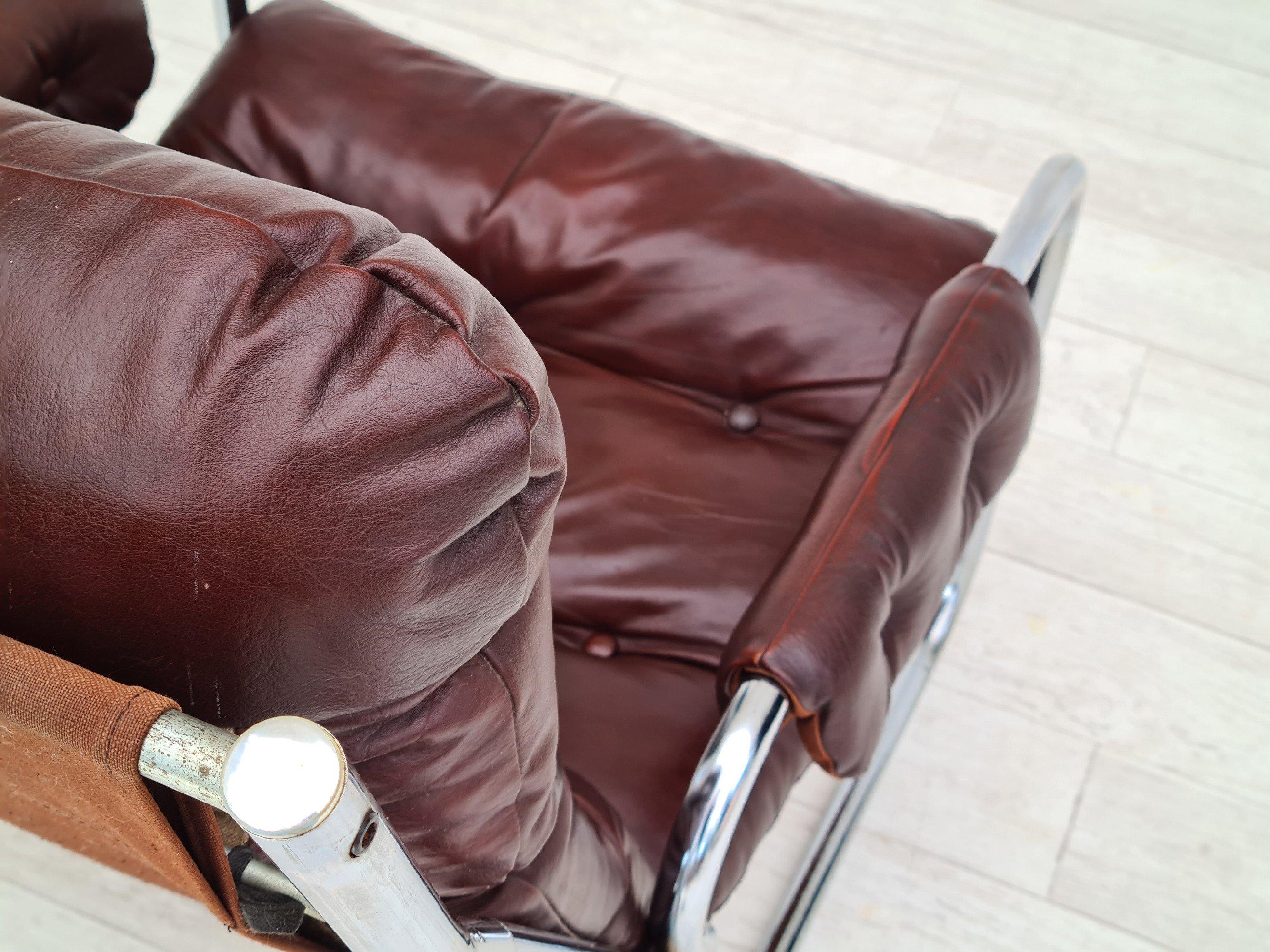 70s, Danish Design, Lounge Chair, Leather, Original Condition 7