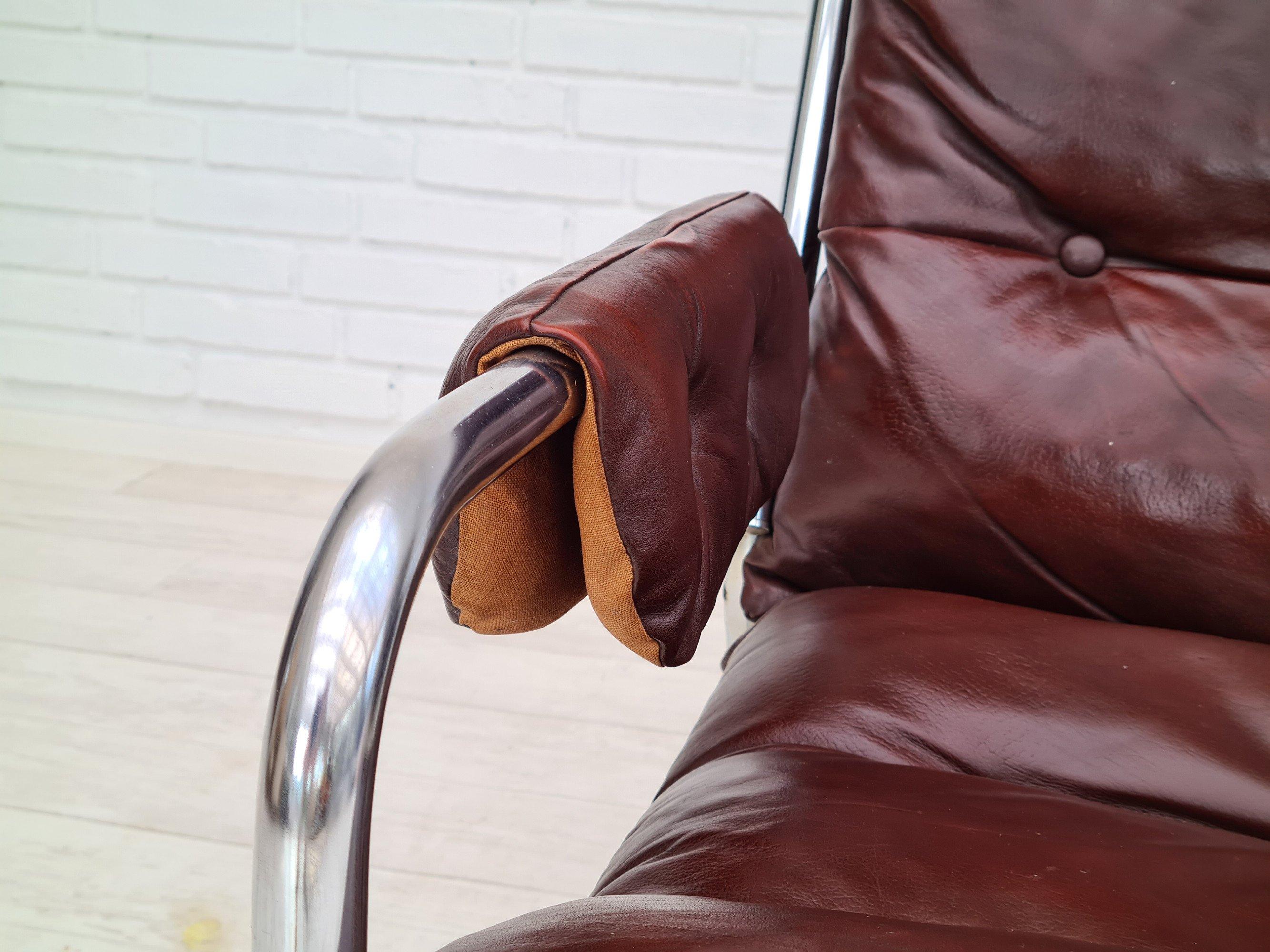 70s, Danish Design, Lounge Chair, Leather, Original Condition 1