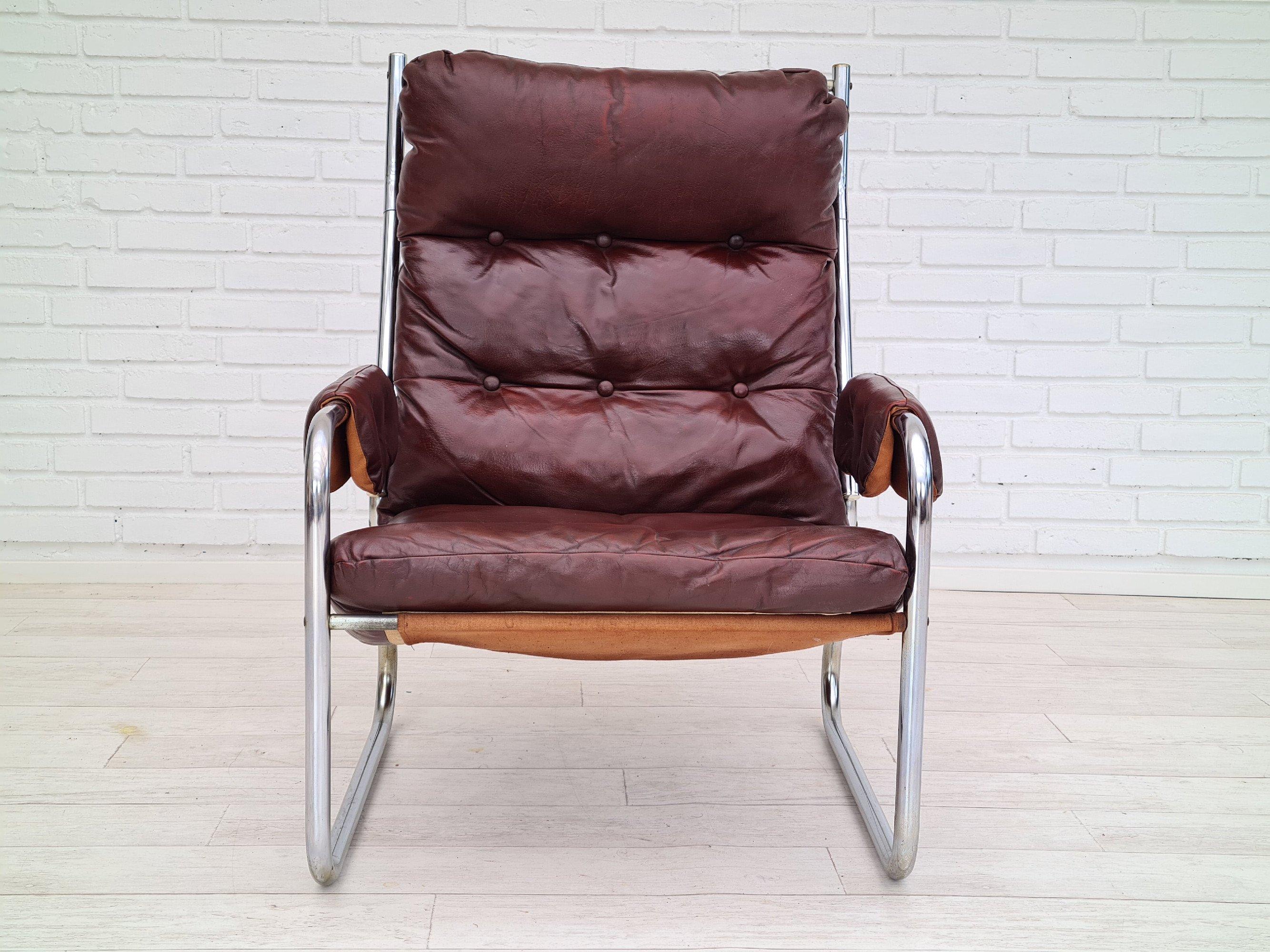 70s, Danish Design, Lounge Chair, Leather, Original Condition 2