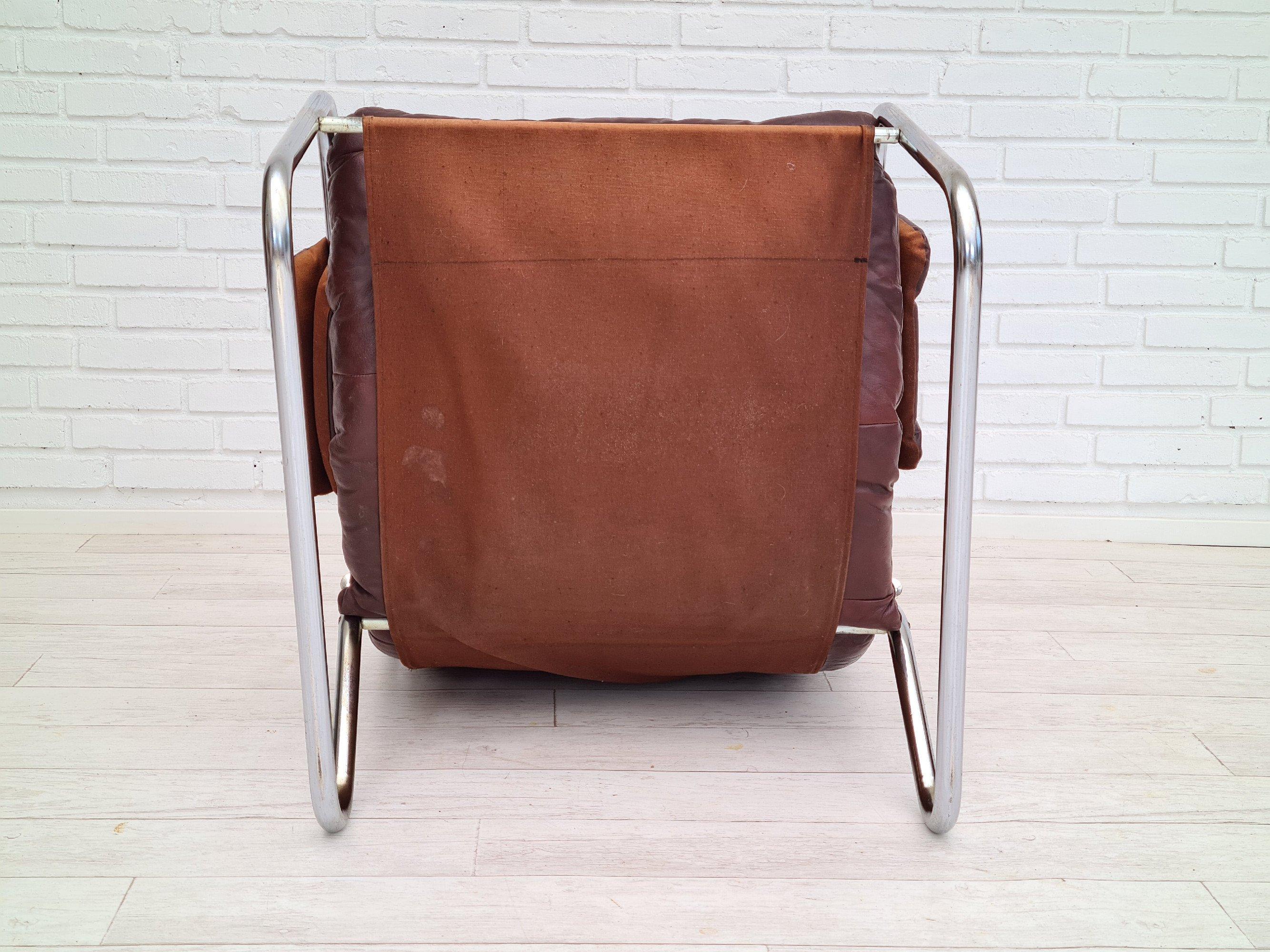 70s, Danish Design, Lounge Chair, Leather, Original Condition 3