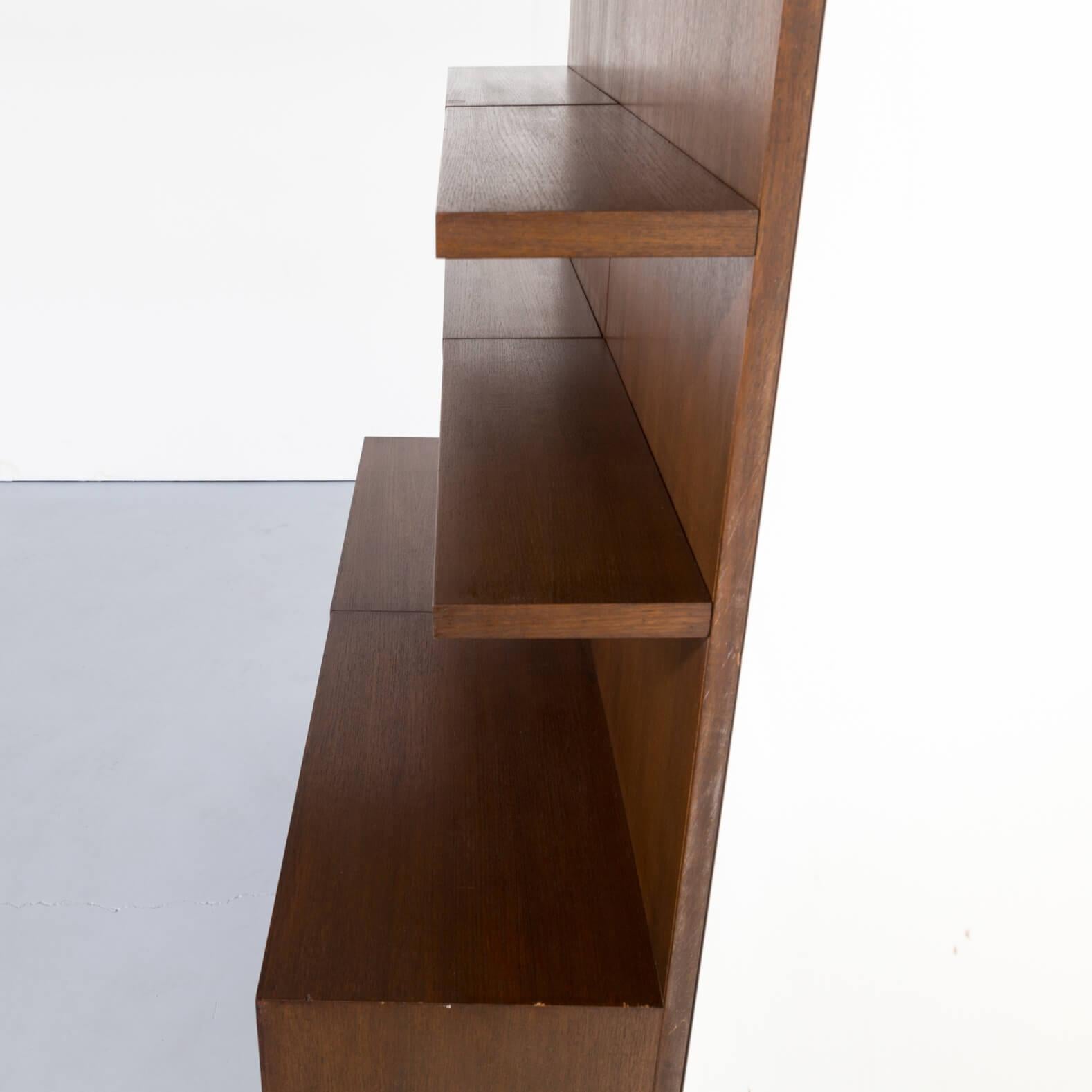 Mid-Century Modern 1970s Dark Wood Swiss Storage Cabinet Wall Unit Set of 2 For Sale