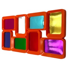 70s Design Large Pictures Frame in Orange with Eight Multicolor Inserts